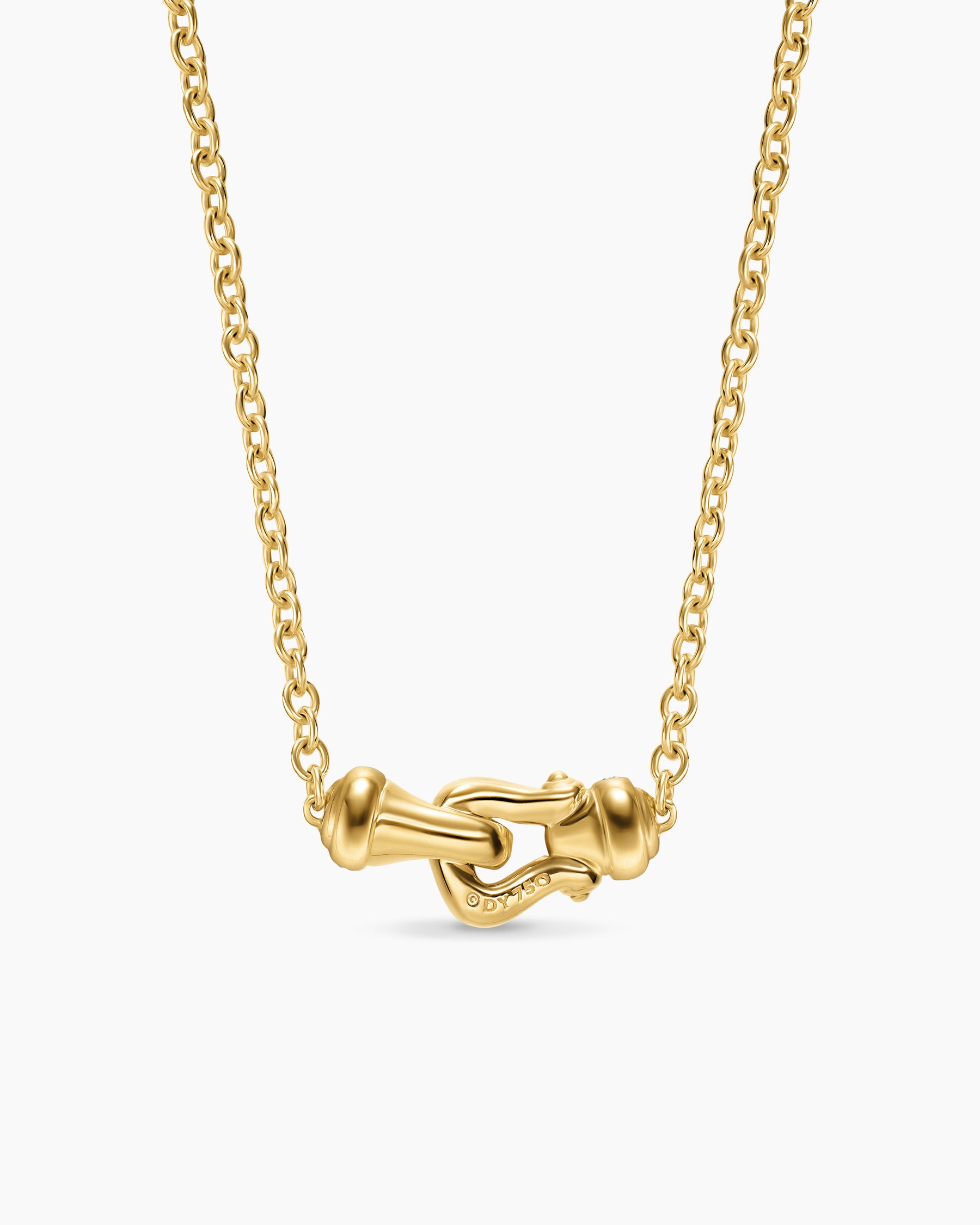 Petite Buckle Necklace in 18K Yellow Gold with Diamonds, 16.3mm - Image 4