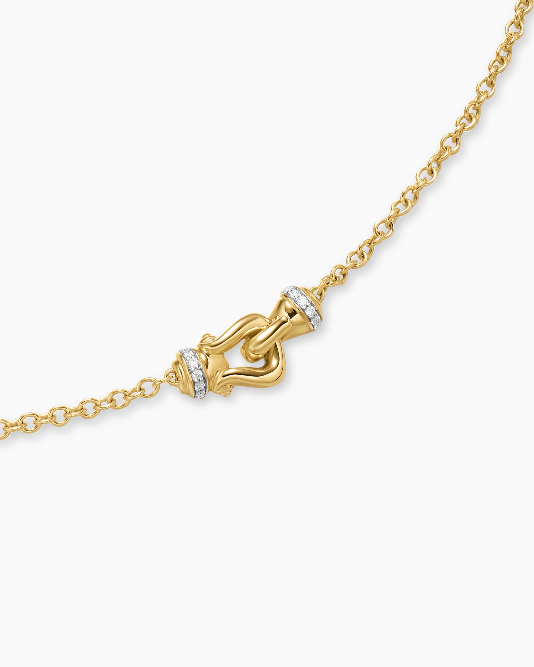 Petite Buckle Necklace in 18K Yellow Gold with Diamonds, 16.3mm - Image 5