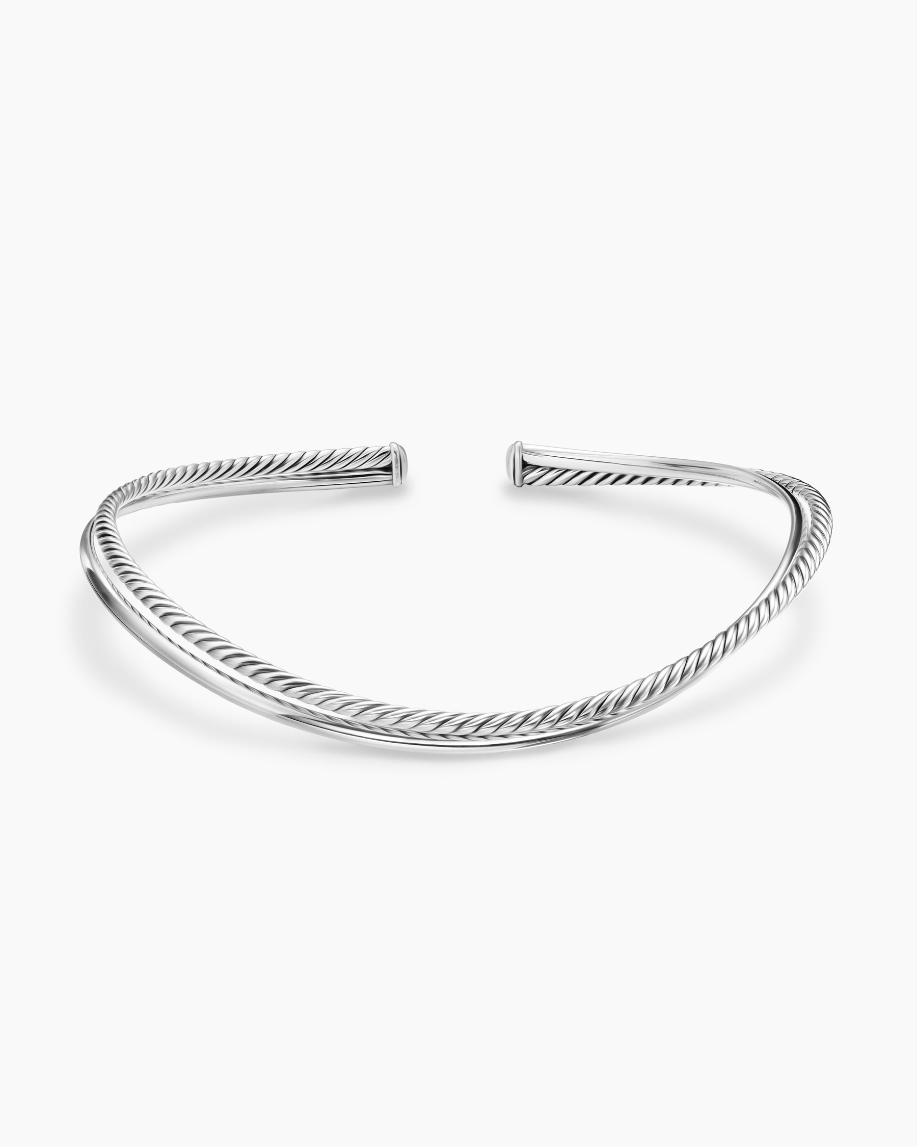 Bold Crossover Collar Necklace in Sterling Silver, 10mm - Image 3