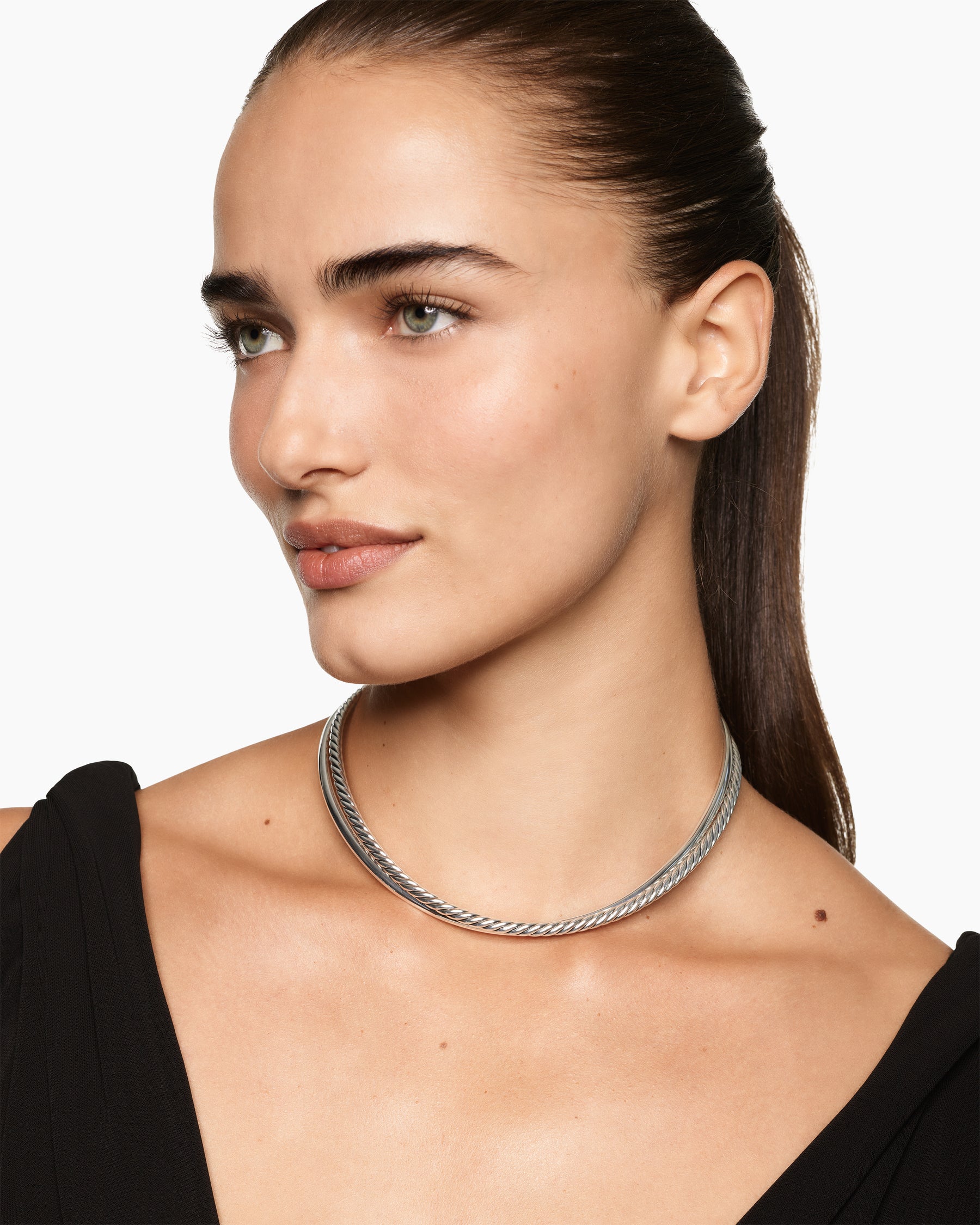 Alternative view of Bold Crossover Collar Necklace in Sterling Silver, 10mm