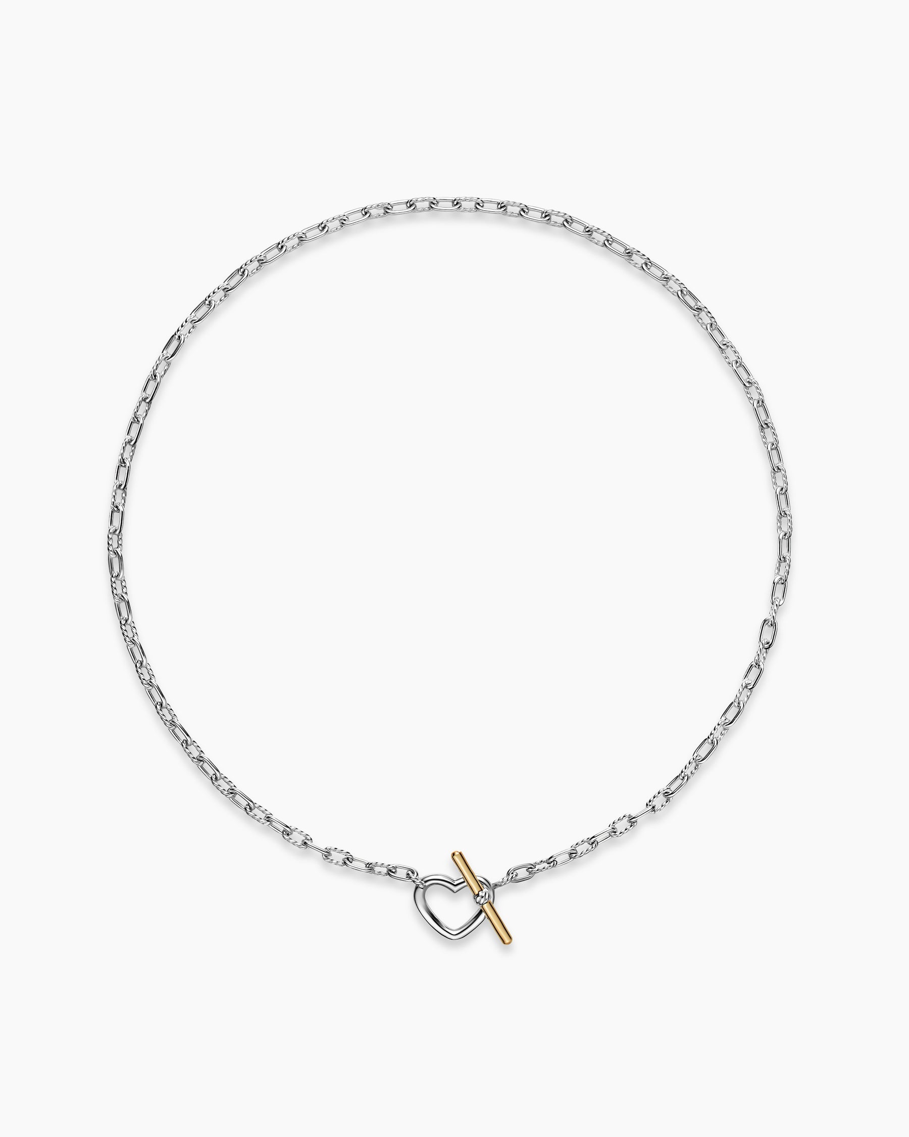 DY Madison Heart Toggle Chain Necklace in Sterling Silver with 18K Yellow Gold, 3mm - Image 3