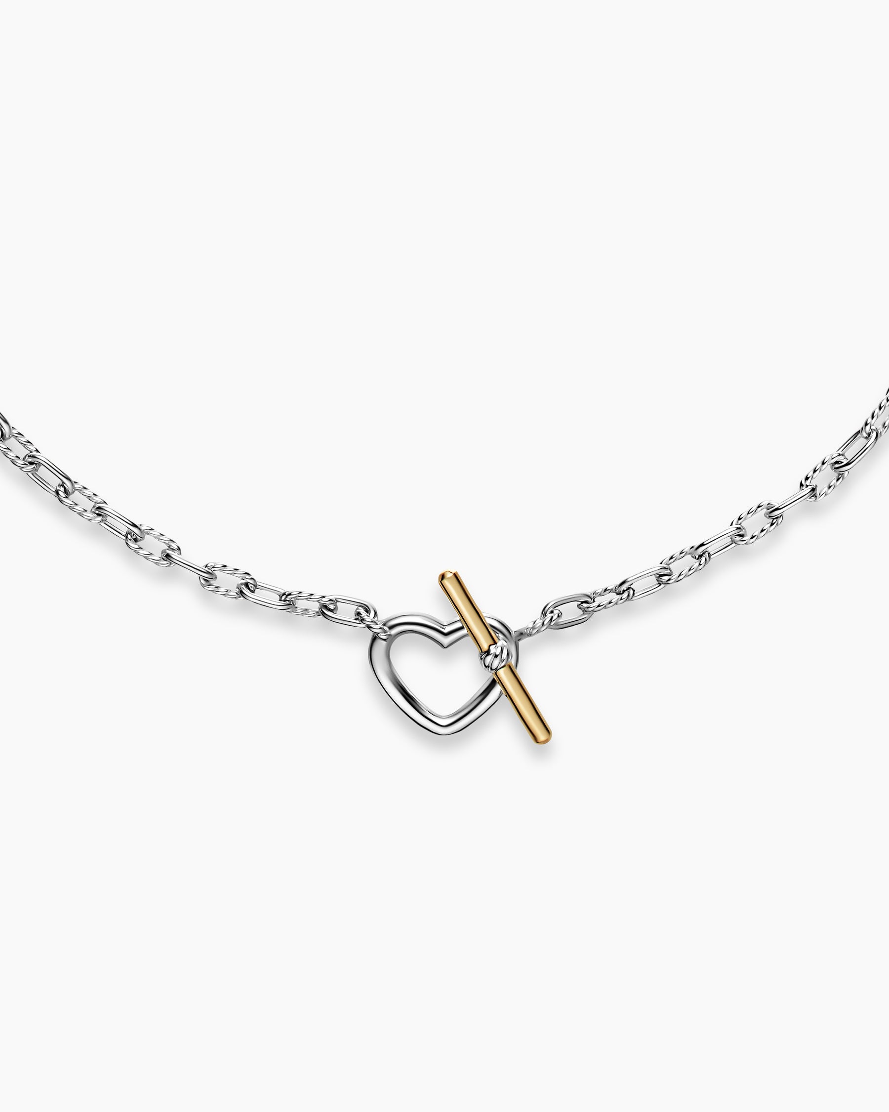 DY Madison Heart Toggle Chain Necklace in Sterling Silver with 18K Yellow Gold, 3mm - Image 4