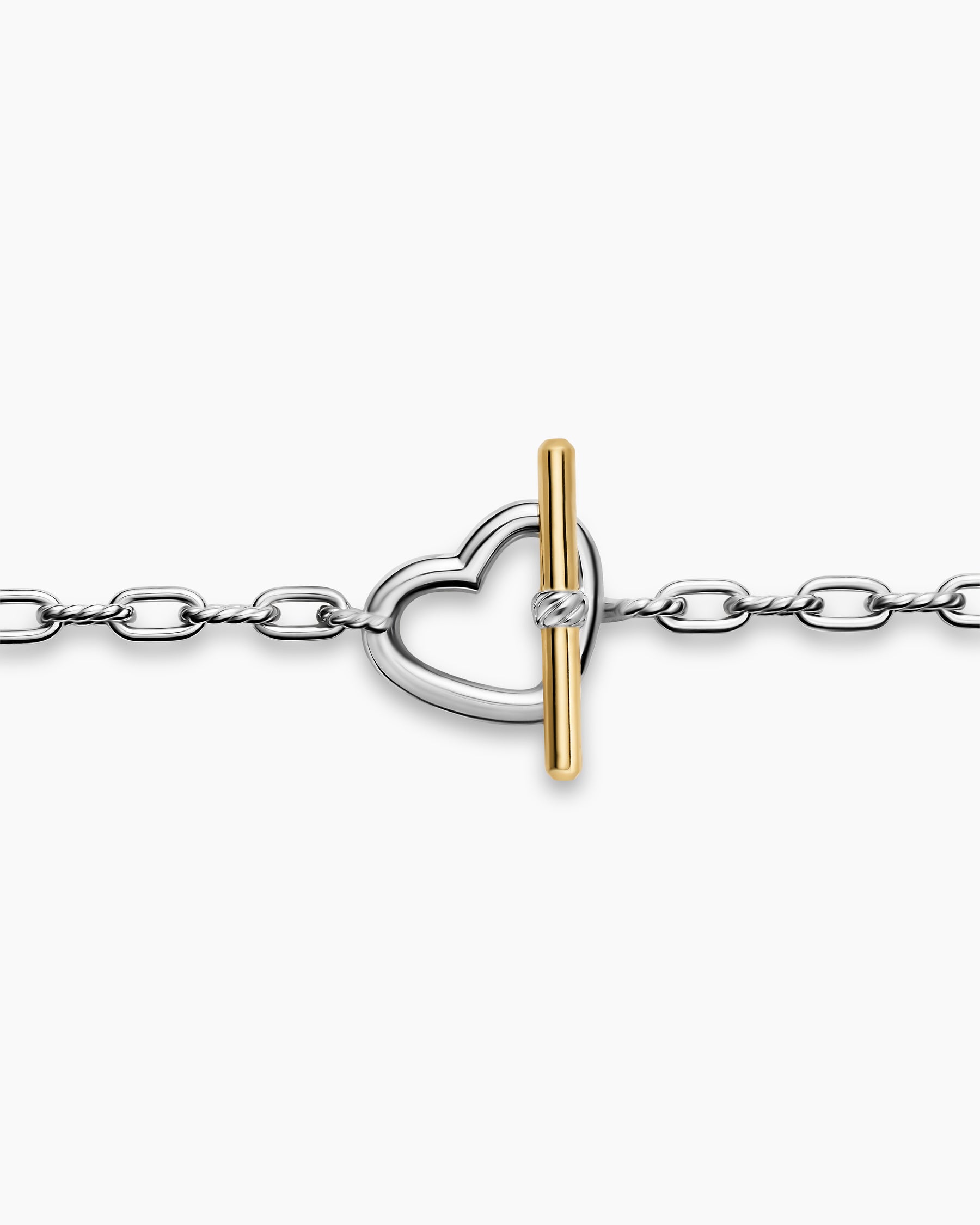 DY Madison Heart Toggle Chain Necklace in Sterling Silver with 18K Yellow Gold, 3mm - Image 5