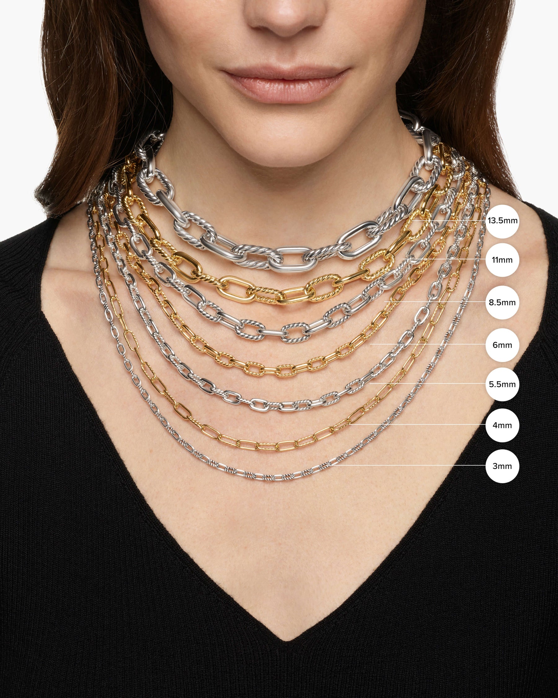 DY Madison Heart Toggle Chain Necklace in Sterling Silver with 18K Yellow Gold, 3mm - Image 6