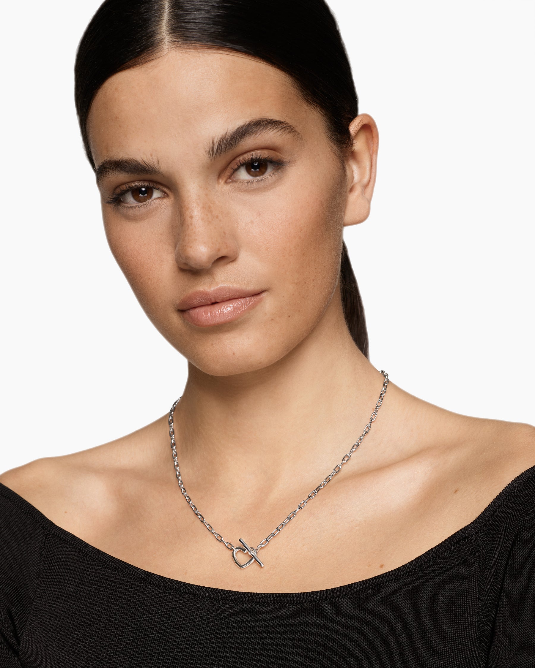 Alternative view of DY Madison Heart Toggle Chain Necklace in Sterling Silver, 3mm