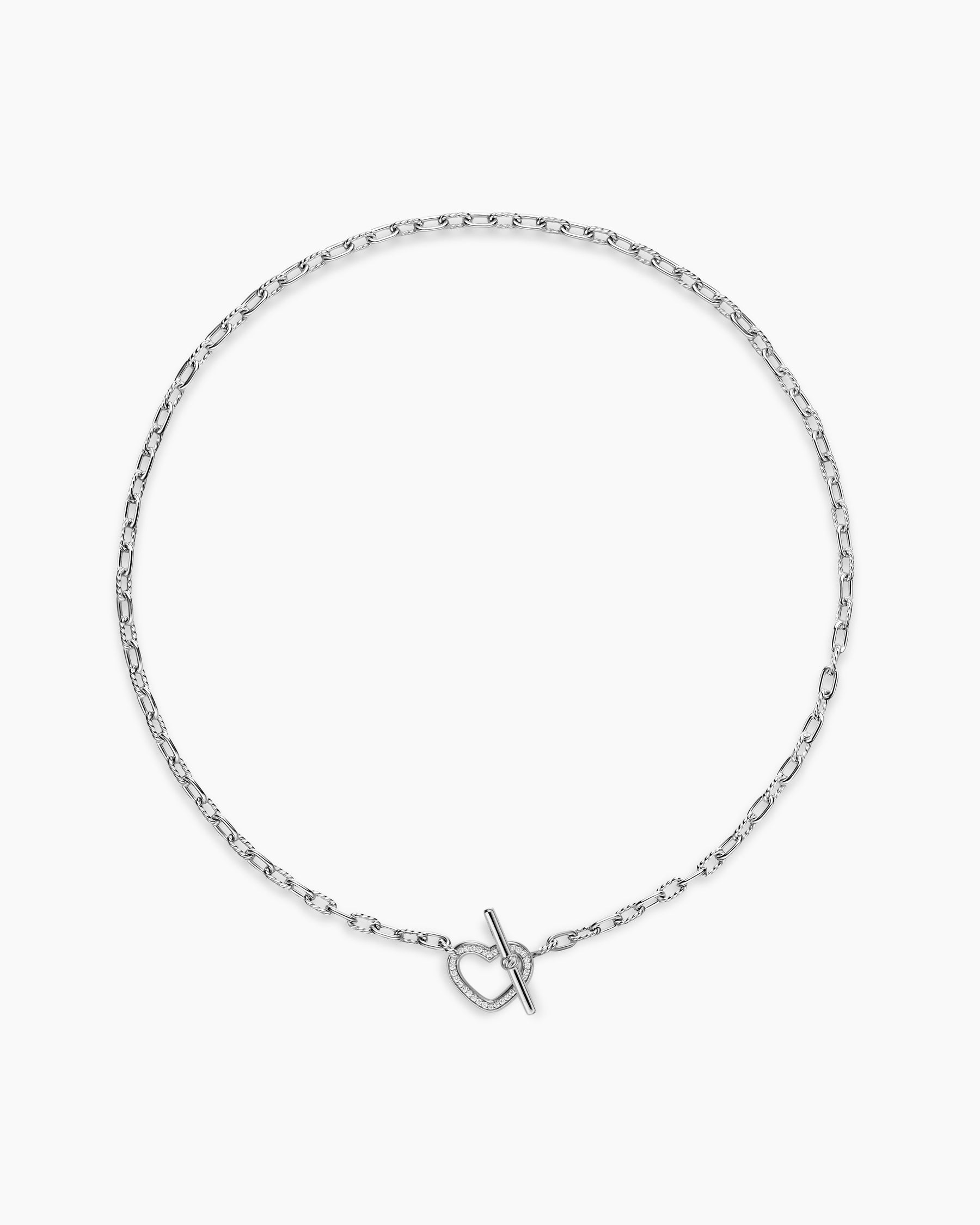 DY Madison Heart Toggle Chain Necklace in Sterling Silver with Diamonds, 3mm - Image 3