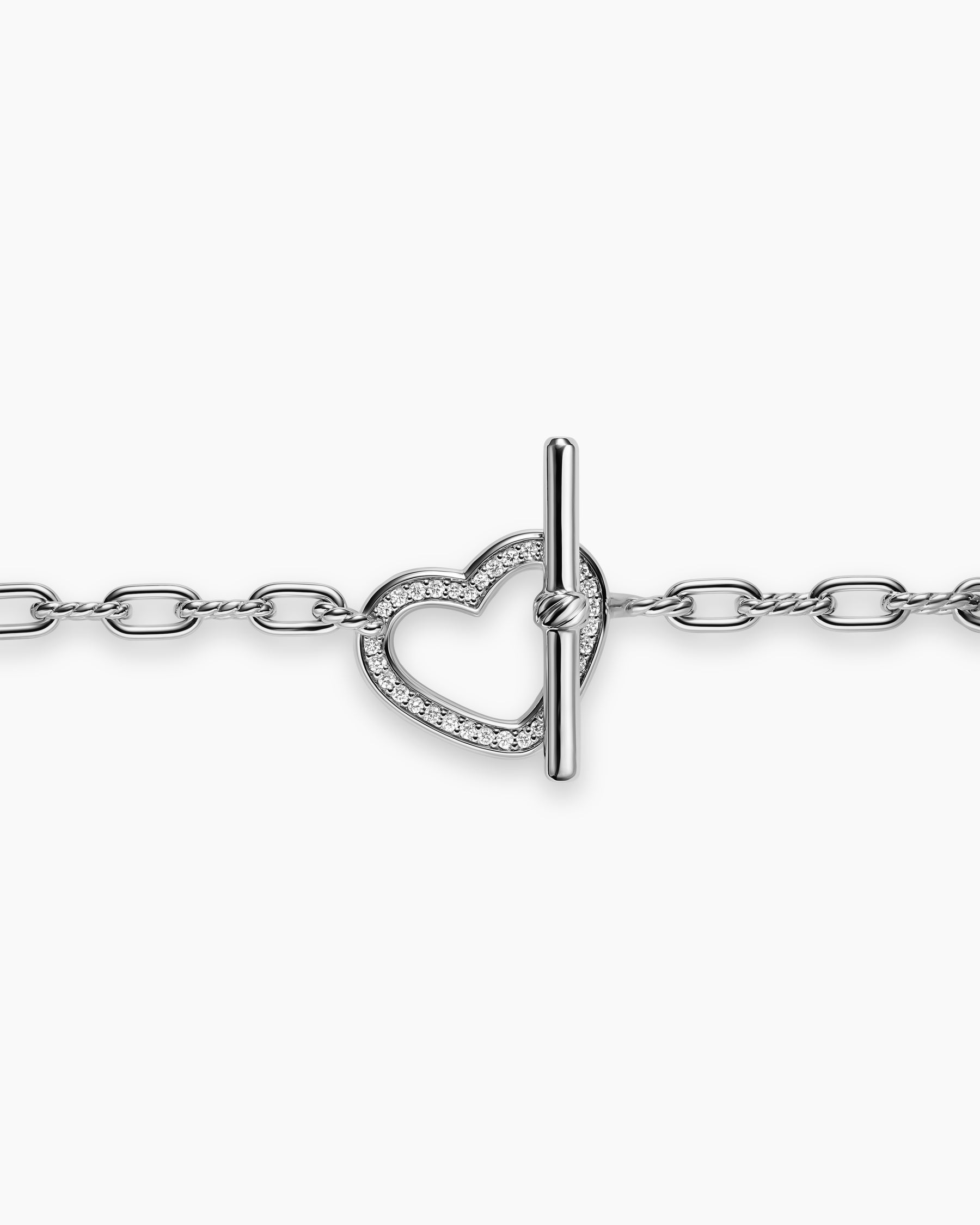 DY Madison Heart Toggle Chain Necklace in Sterling Silver with Diamonds, 3mm - Image 5