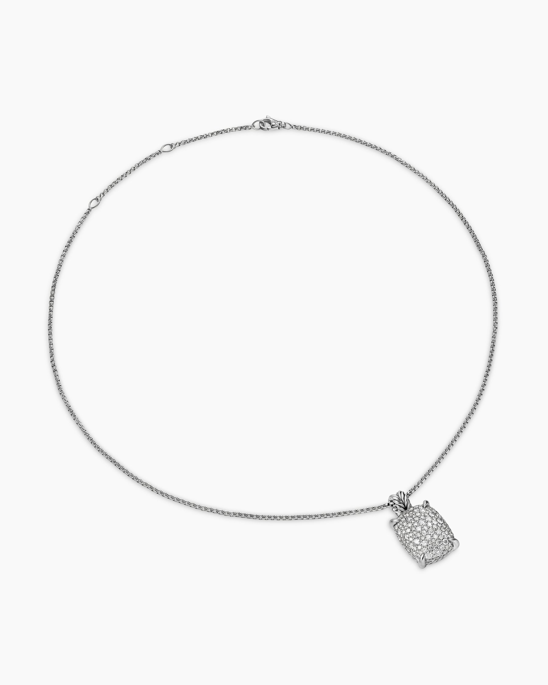 Alternative view of Chatelaine Elongated Pendant Necklace in Sterling Silver with Diamonds, 19mm