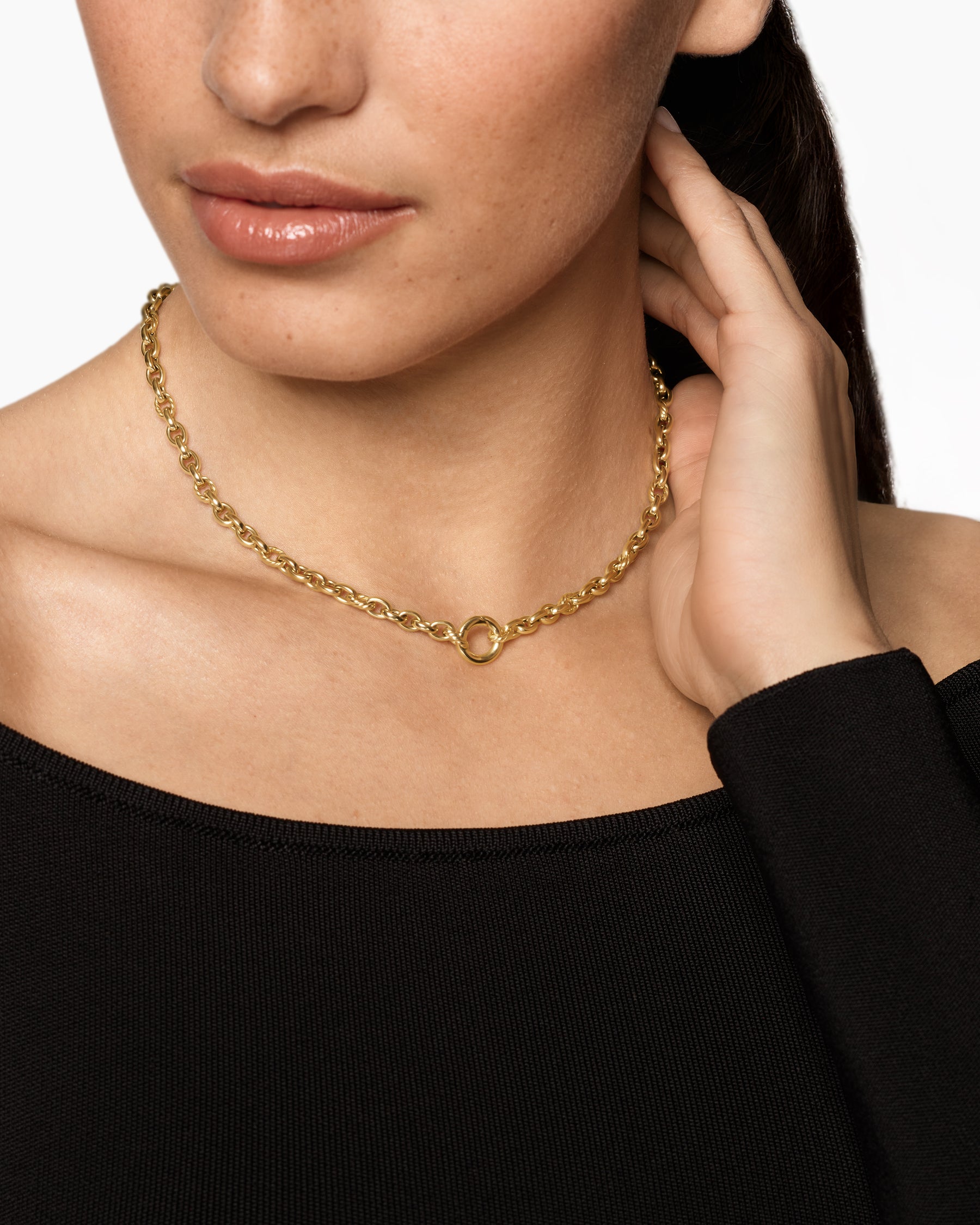 Alternative view of DY Mercer Petite Chain Necklace in 18K Yellow Gold, 4.5mm