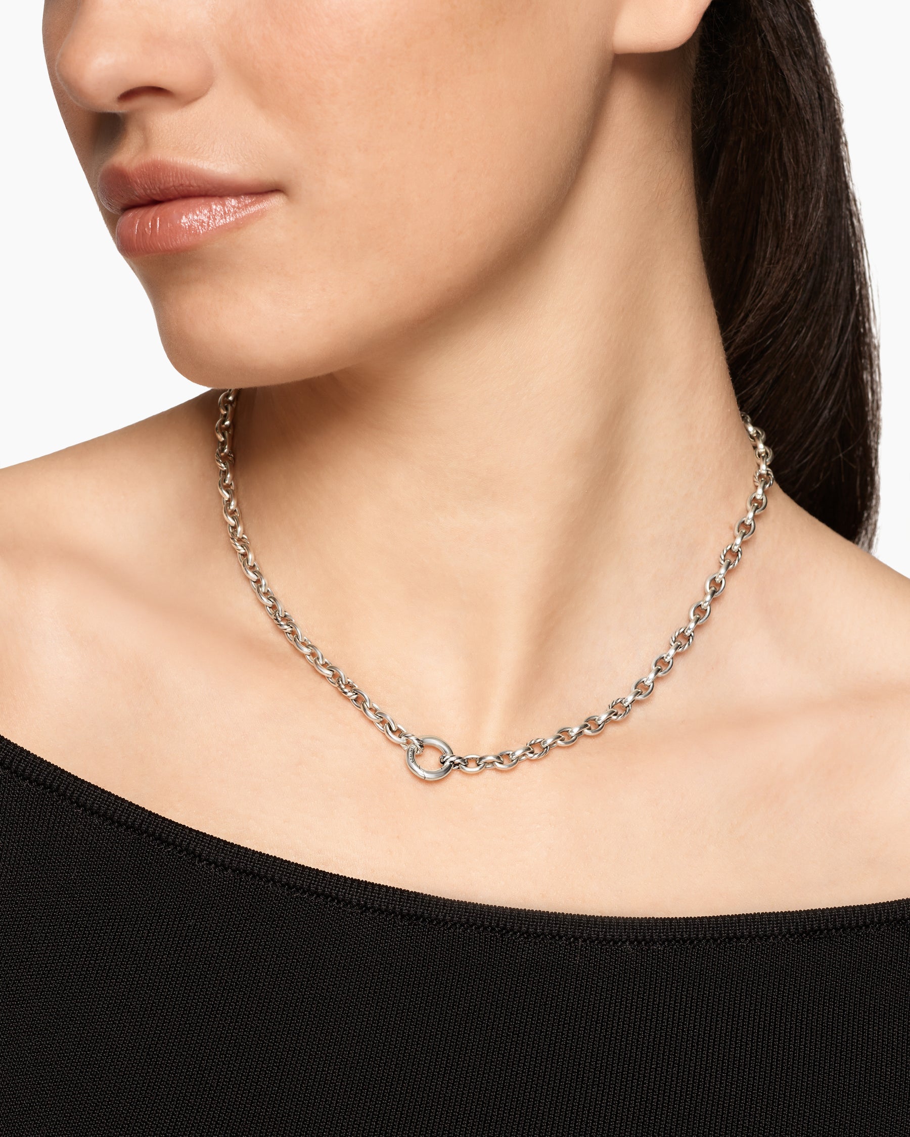 Alternative view of DY Mercer Petite Chain Necklace in Sterling Silver, 4.5mm
