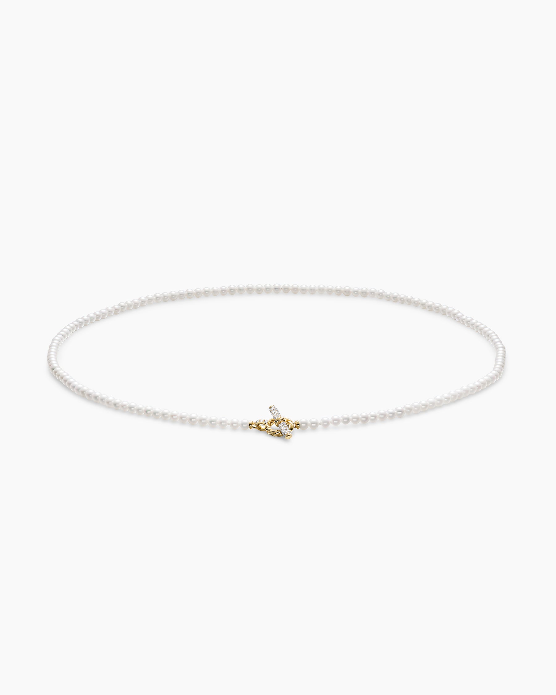 Alternative view of Pearl Classics Petite Toggle Necklace in 18K Yellow Gold with Diamonds, 3mm