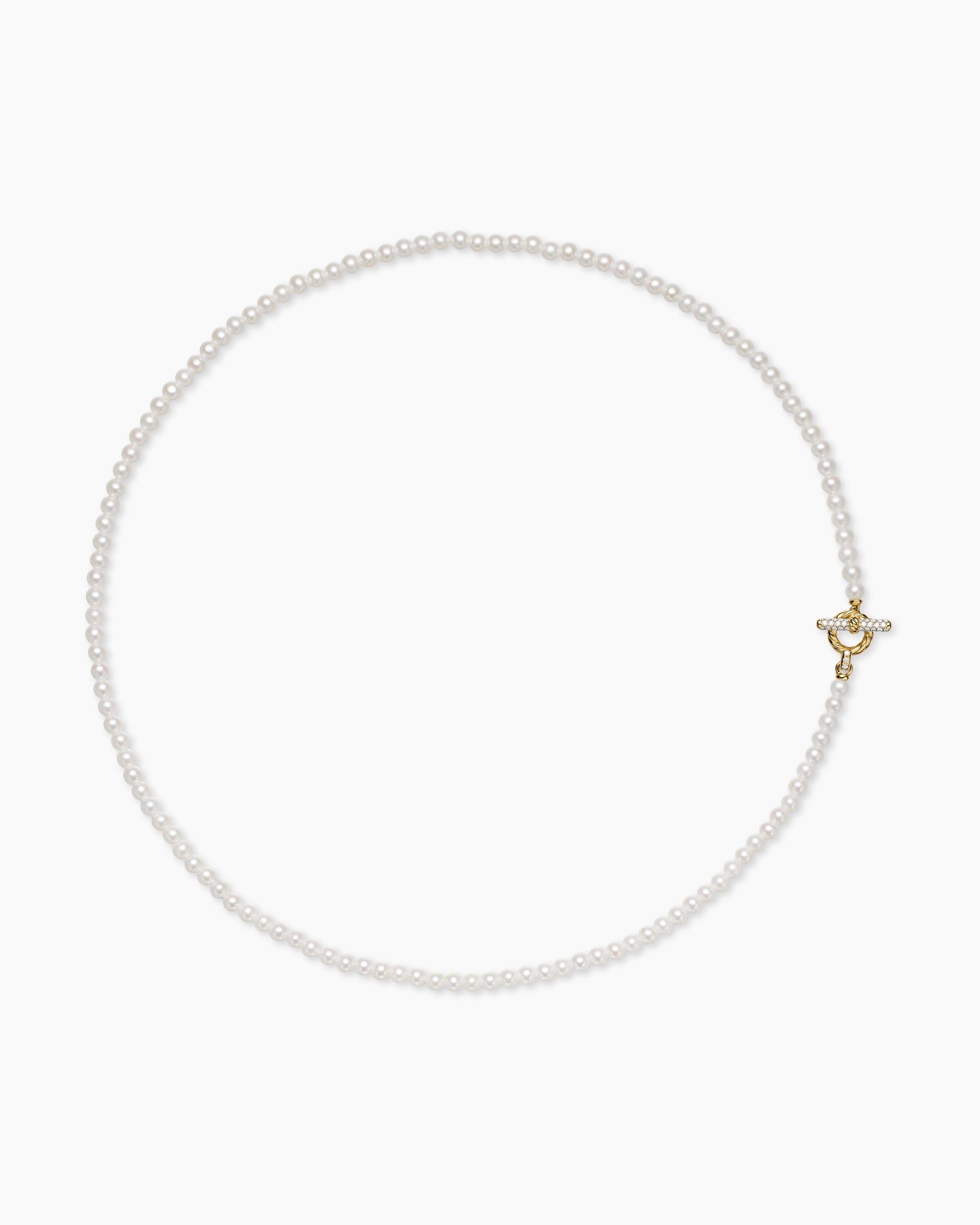 Pearl Classics Petite Toggle Necklace in 18K Yellow Gold with Diamonds, 3mm