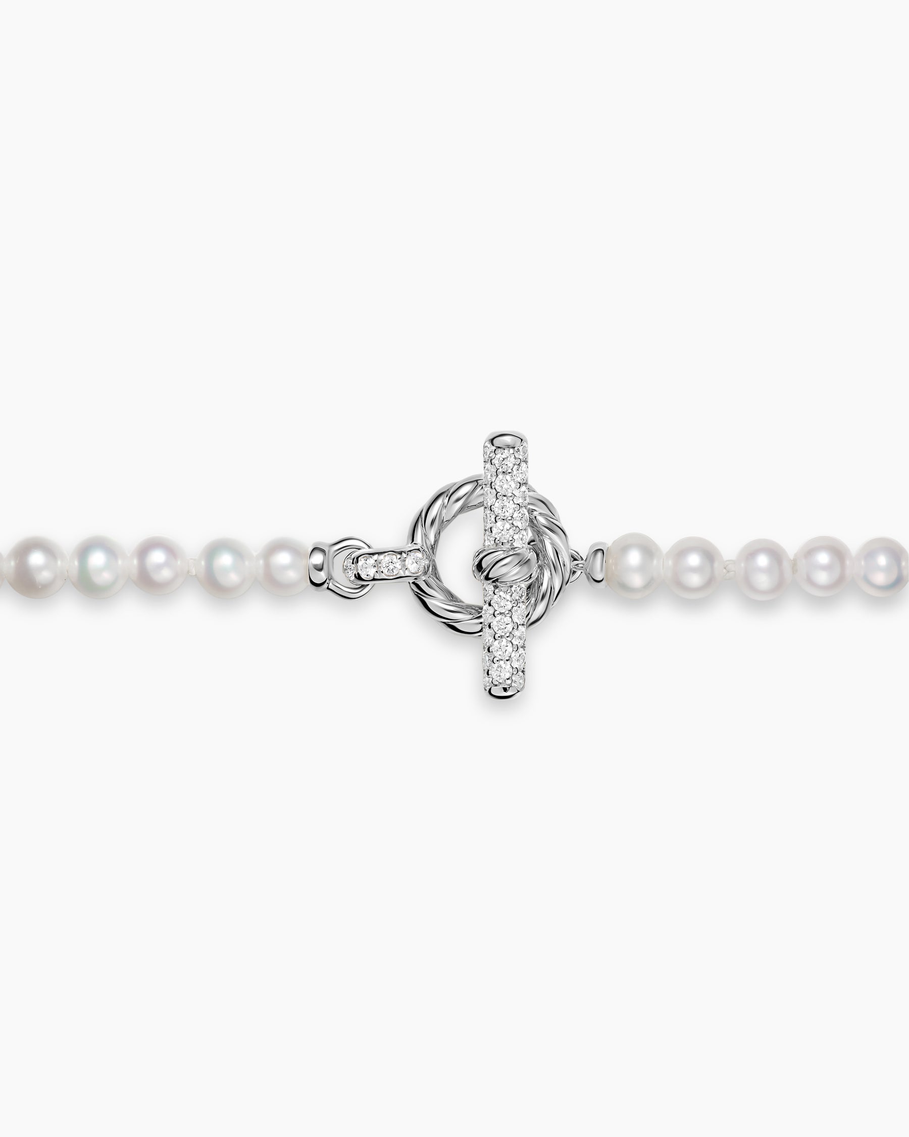 Pearl Classics Petite Toggle Necklace in Sterling Silver with Diamonds, 3mm - Image 4