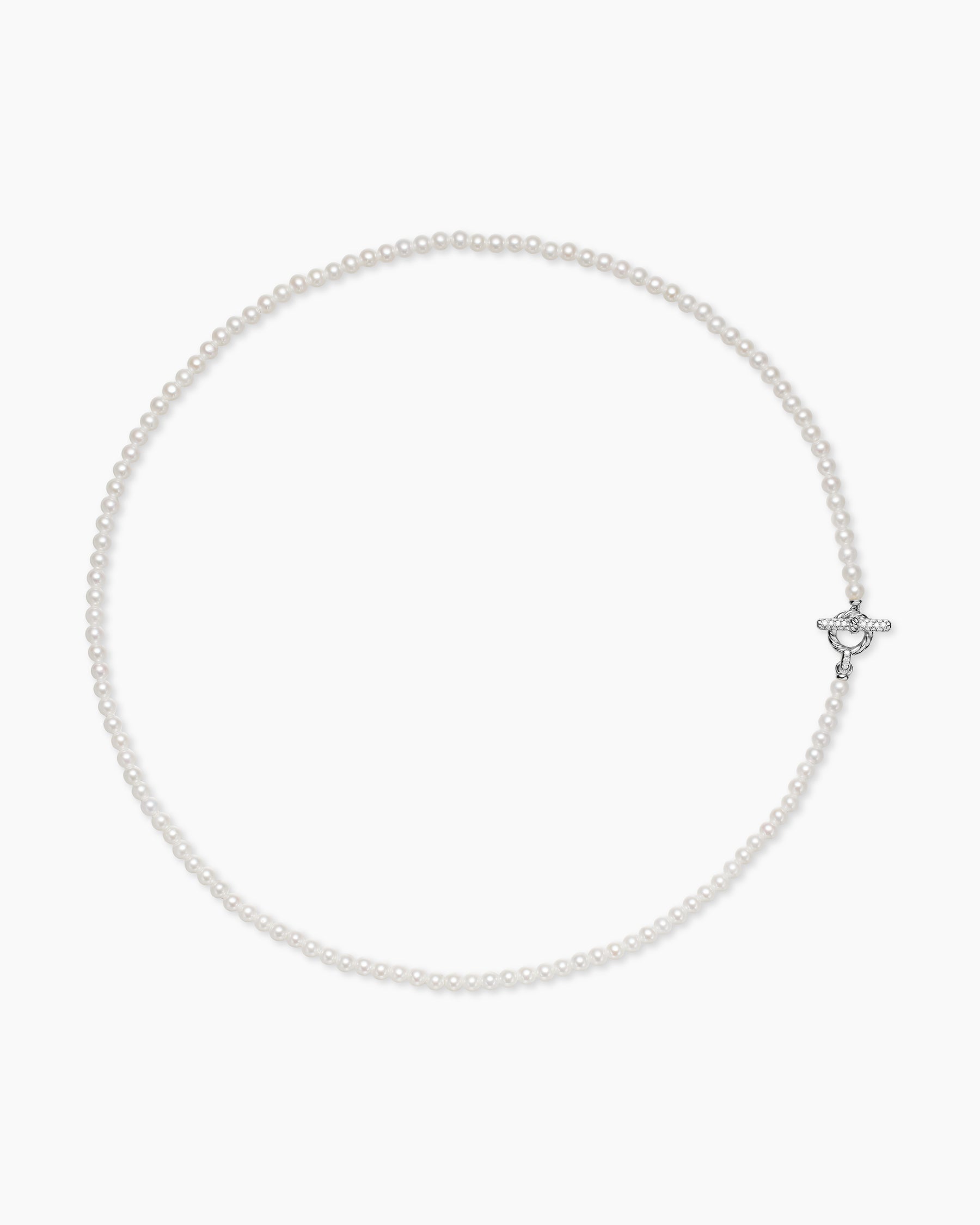 Pearl Classics Petite Toggle Necklace in Sterling Silver with Diamonds, 3mm