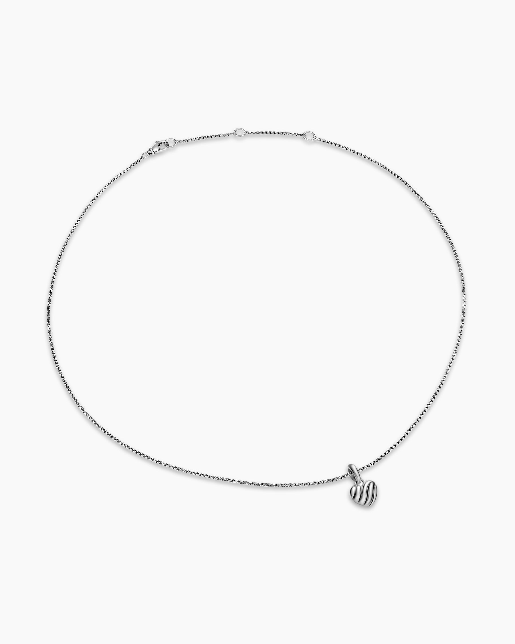 Alternative view of Petite Puffy Cable Heart Necklace in Sterling Silver, 7.4mm