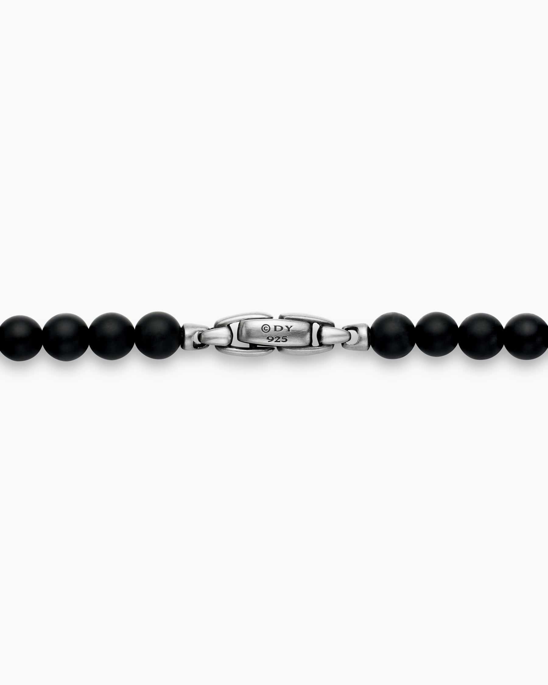 Spiritual Beads Necklace in Sterling Silver with Black Onyx and Pavé Black Diamonds, 6mm - Image 5