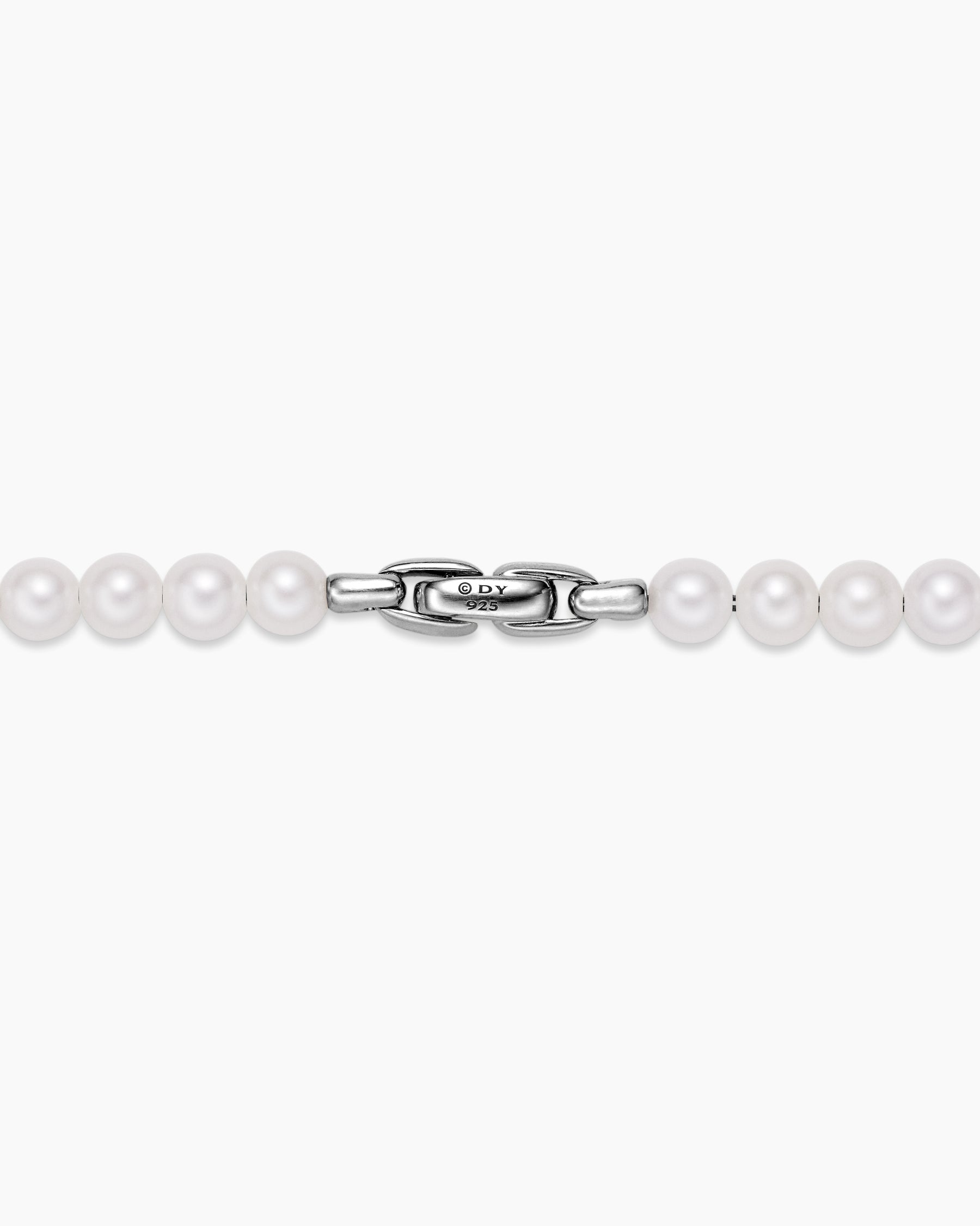 Spiritual Beads Necklace in Sterling Silver with Pearls and Pavé Black Diamonds, 6mm - Image 5