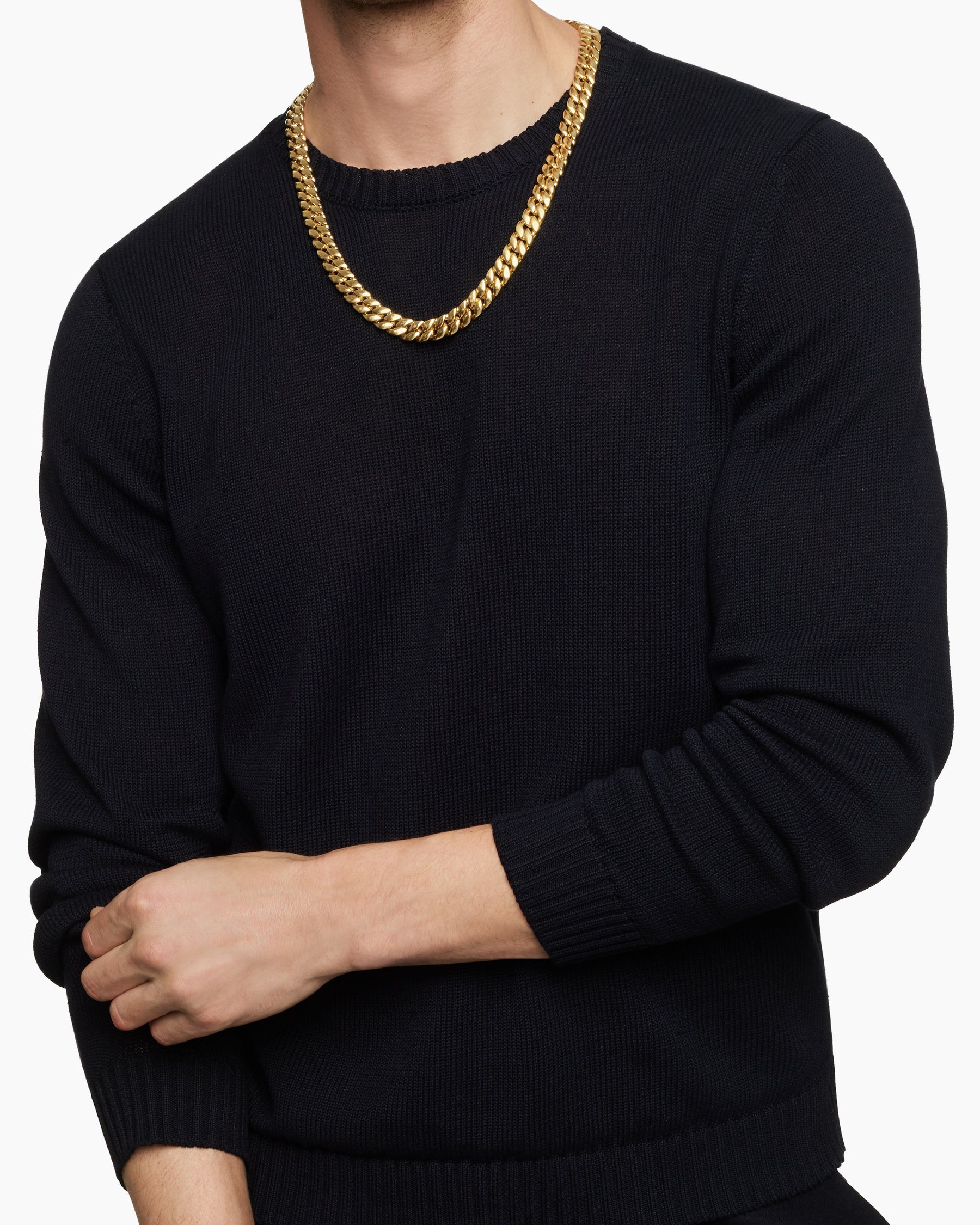 Alternative view of Curb Chain Necklace in 18K Yellow Gold, 11.5mm