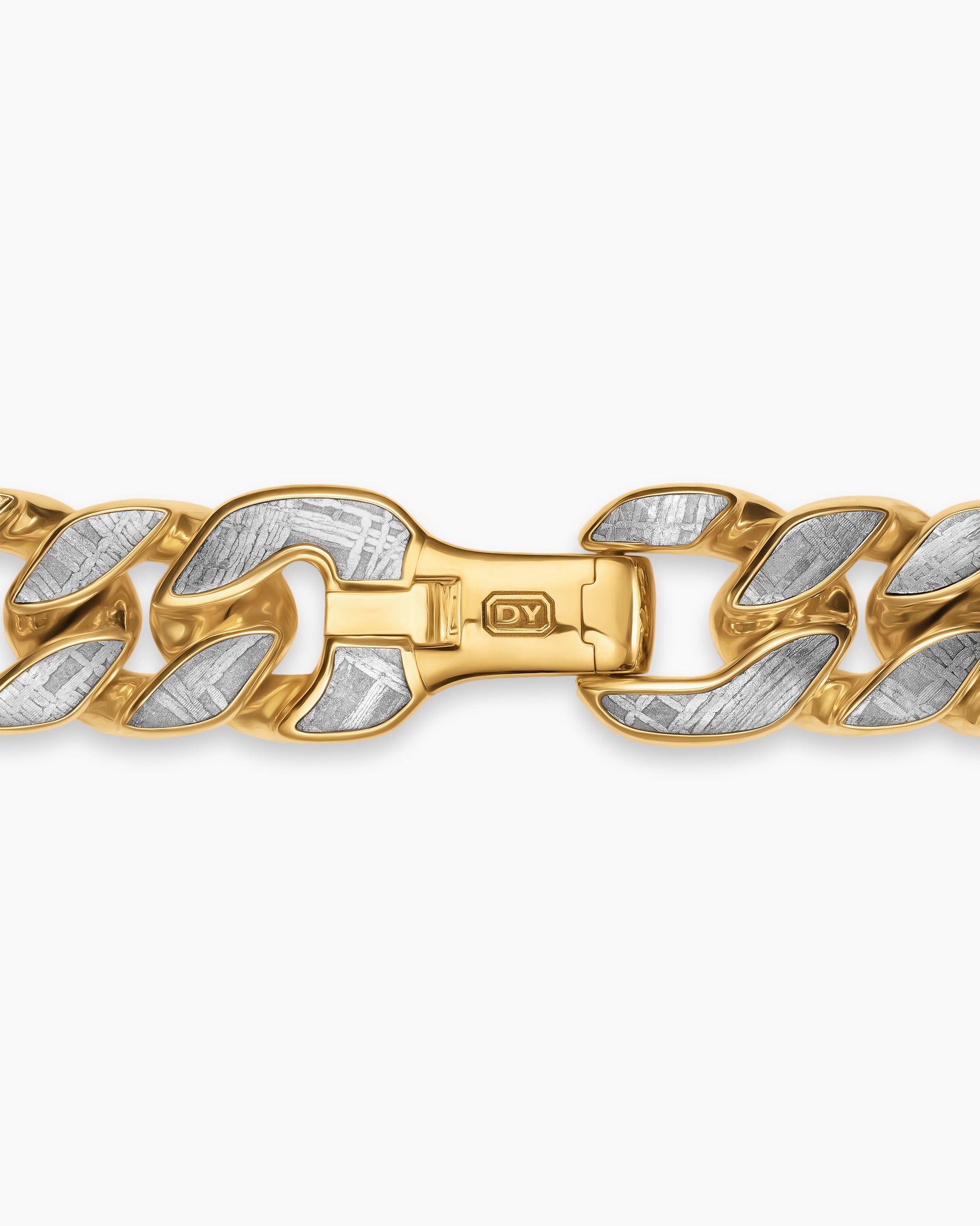 Curb Chain Necklace in 18K Yellow Gold with Meteorite, 11.5mm - Image 5
