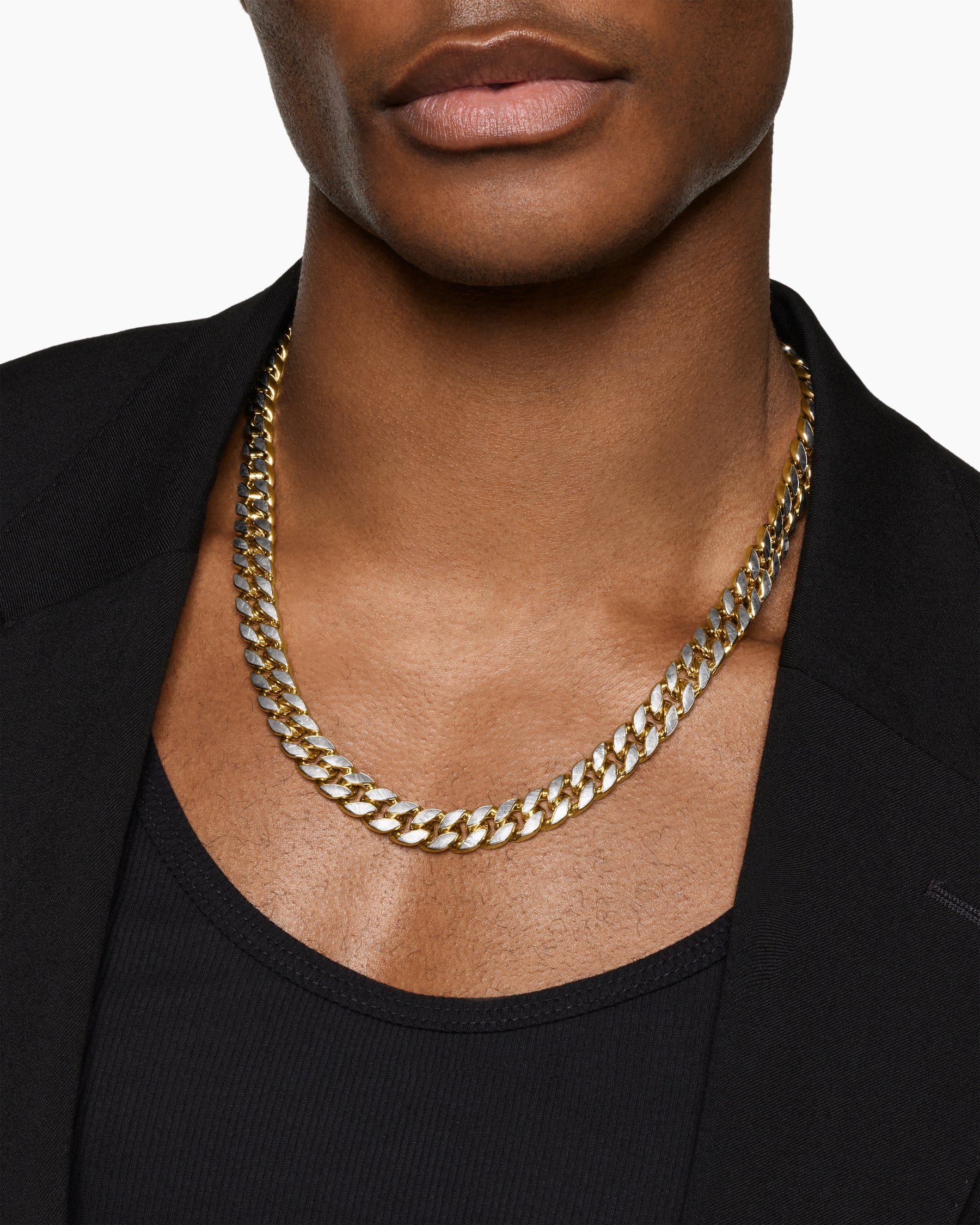 Alternative view of Curb Chain Necklace in 18K Yellow Gold with Meteorite, 11.5mm