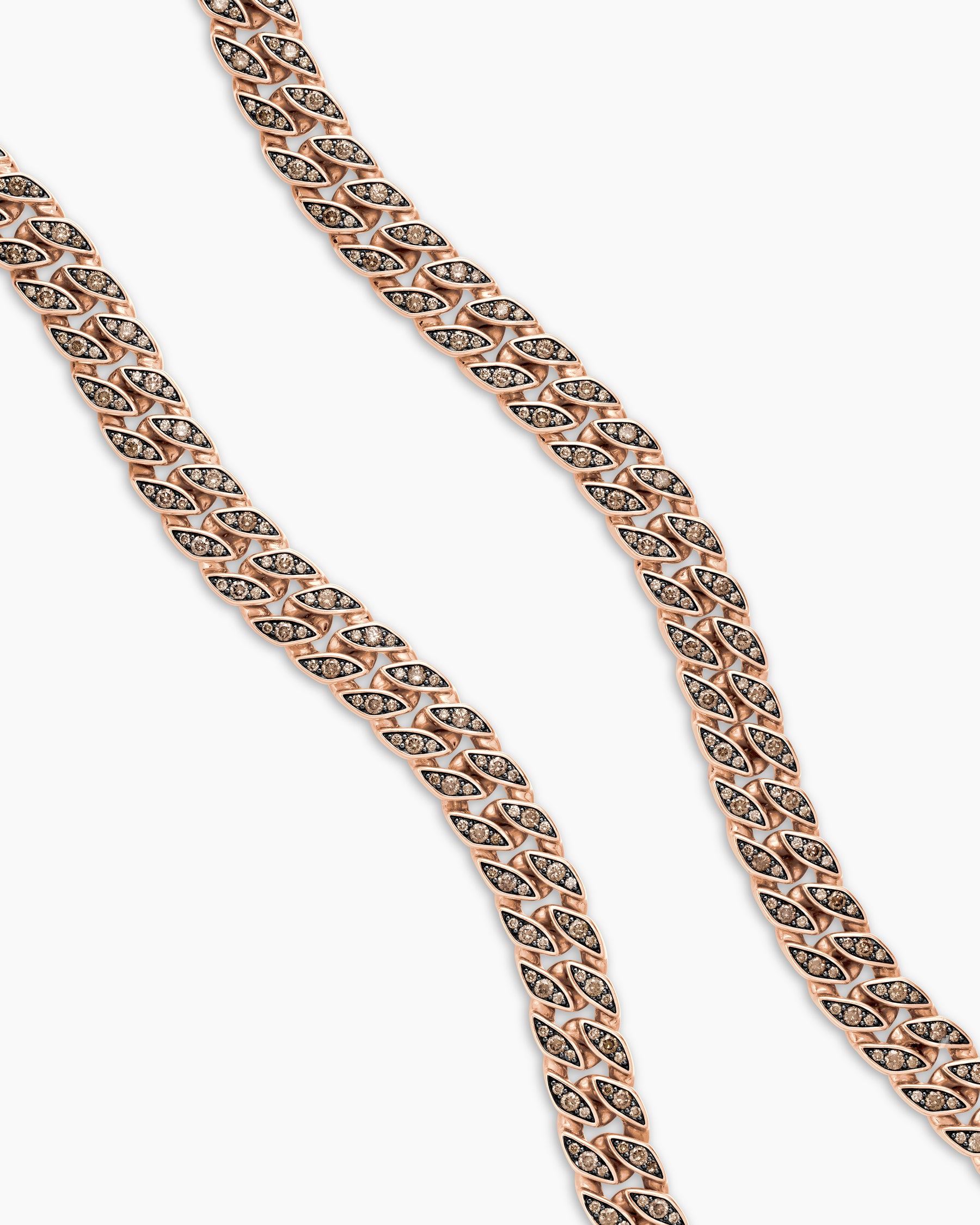 Curb Chain Necklace in 18K Rose Gold with Cognac Diamonds, 11.5mm - Image 3
