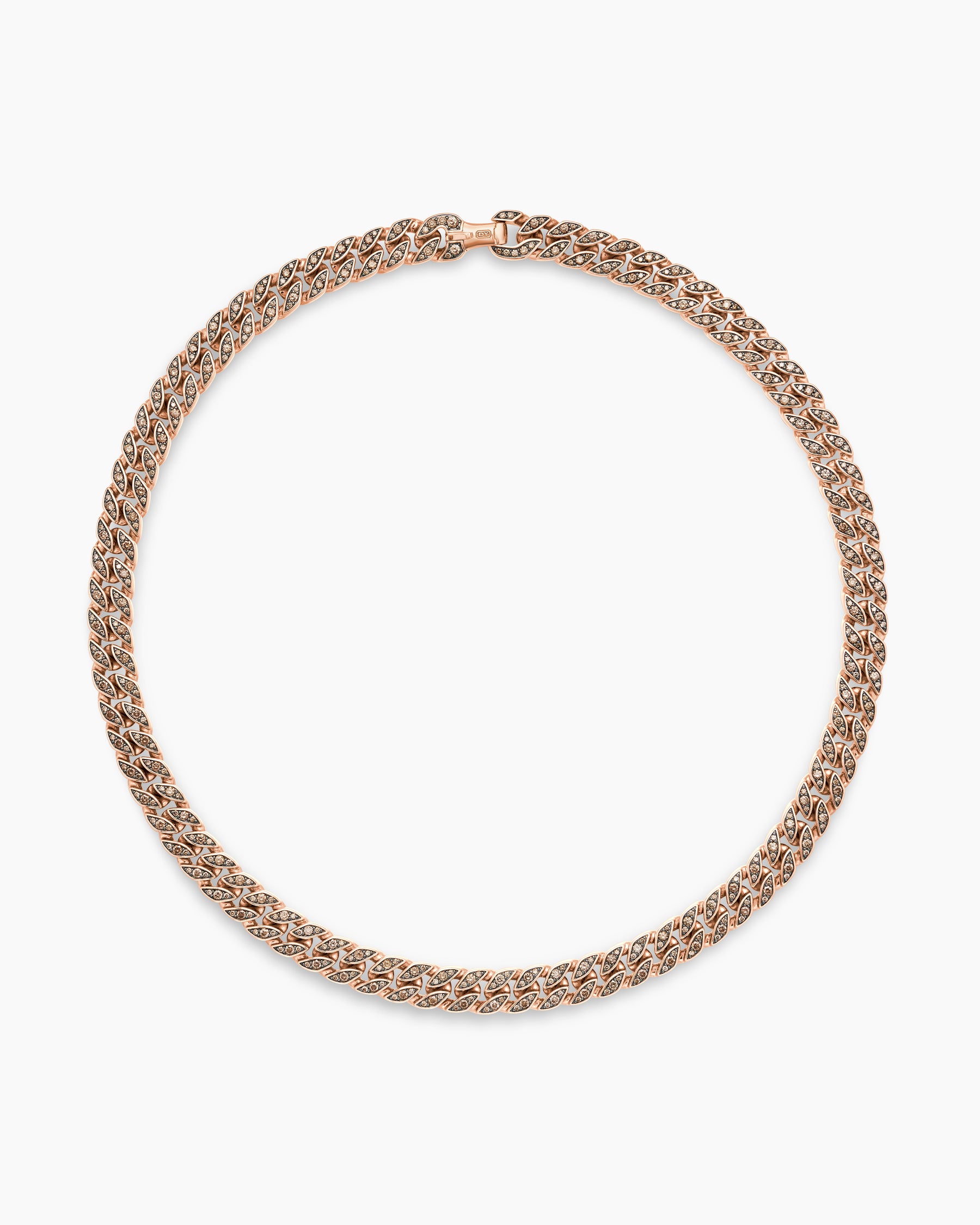 Curb Chain Necklace in 18K Rose Gold with Cognac Diamonds, 11.5mm - Image 4