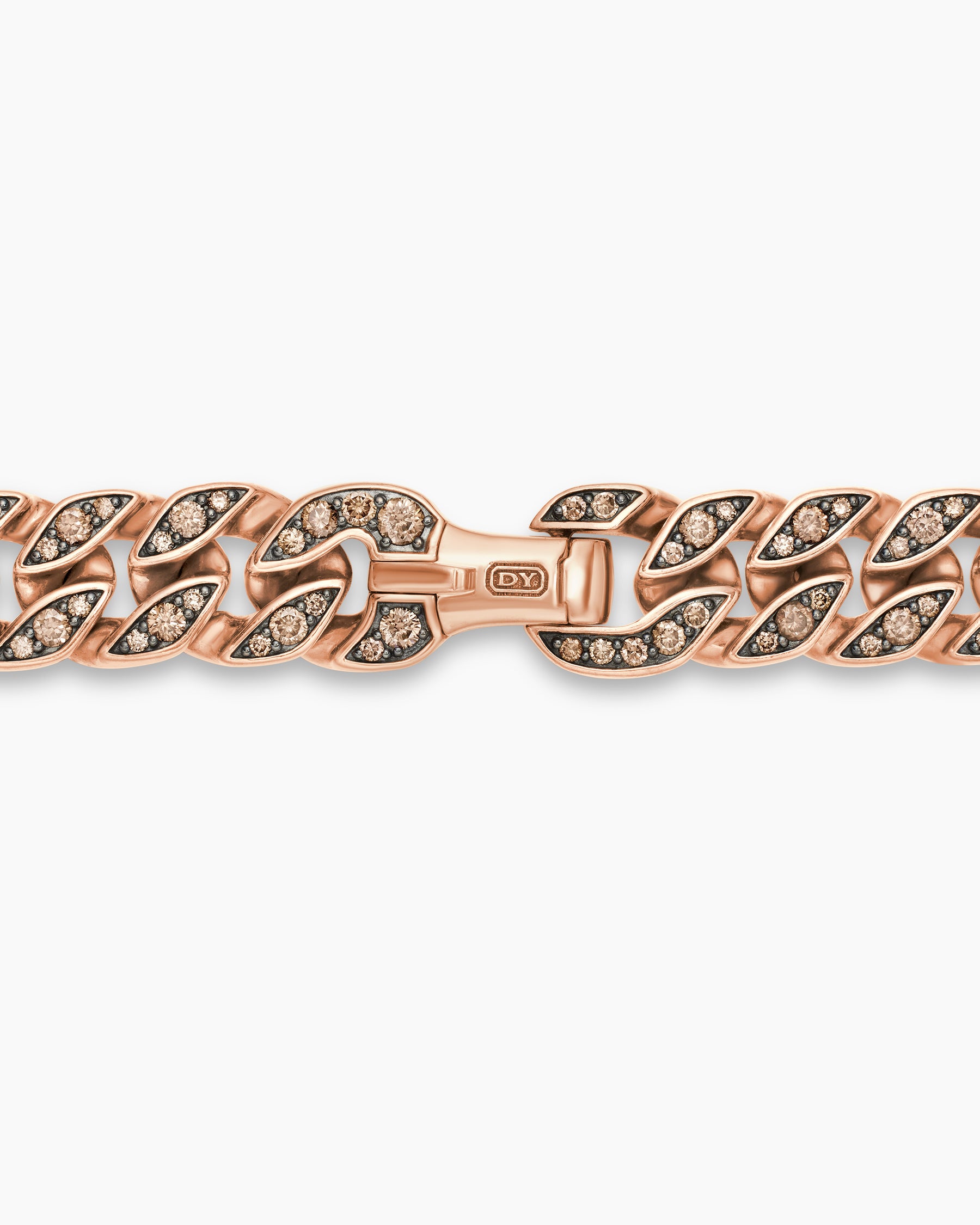 Curb Chain Necklace in 18K Rose Gold with Cognac Diamonds, 11.5mm - Image 5
