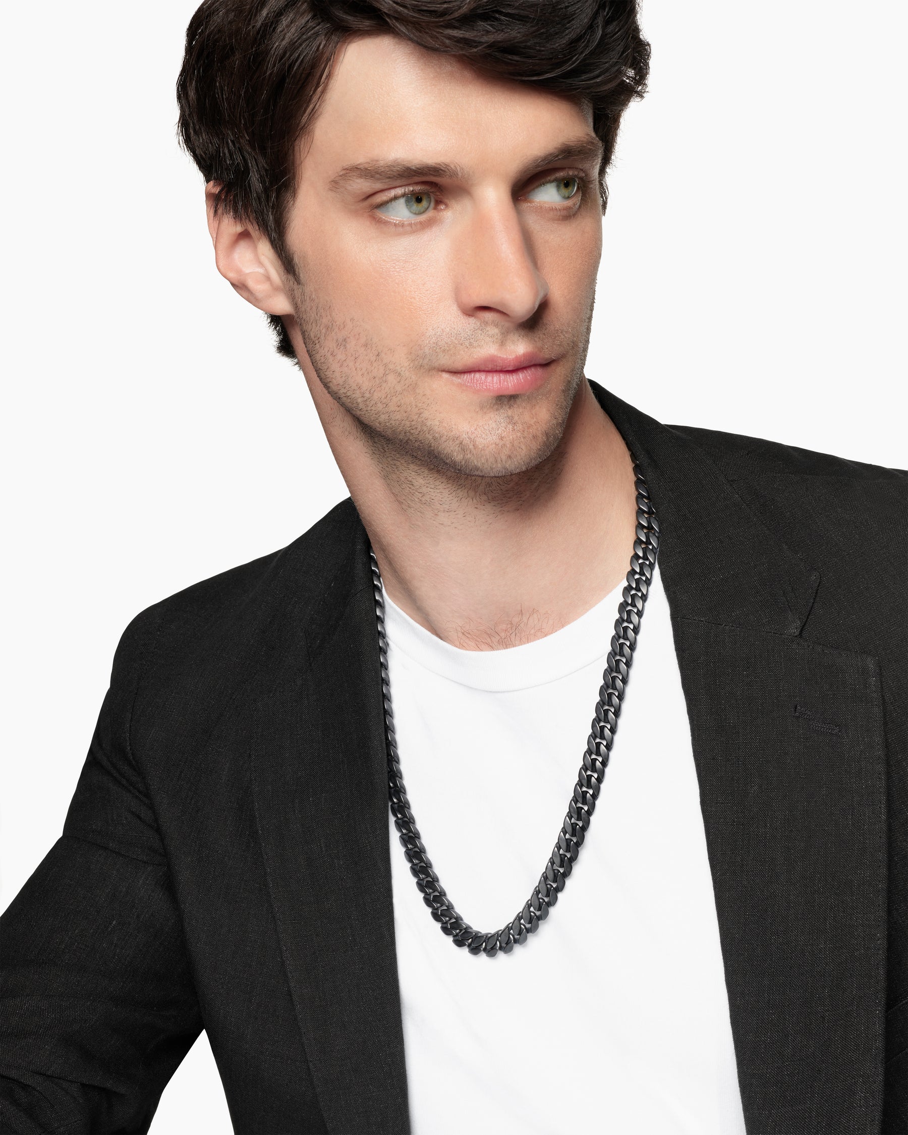 Alternative view of Curb Chain Necklace in Black Titanium, 11.5mm