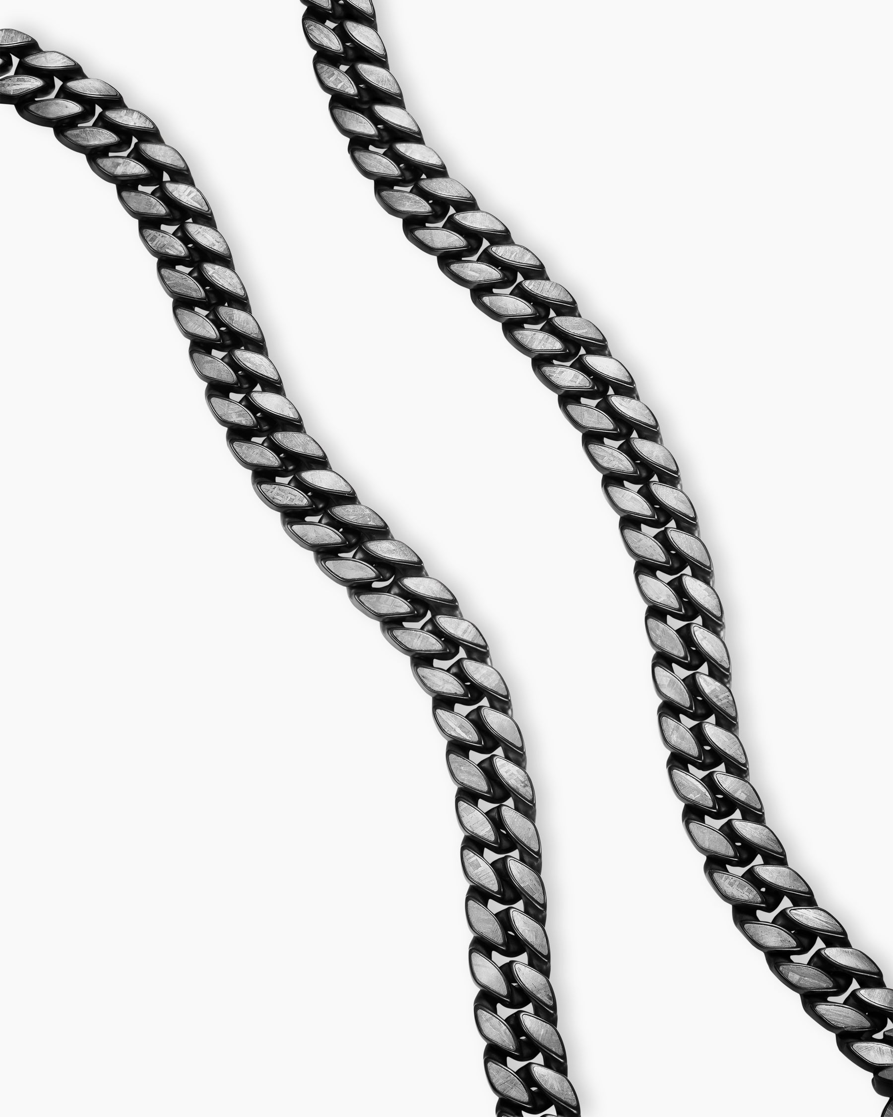 Curb Chain Necklace in Black Titanium with Meteorite, 11.5mm - Image 3