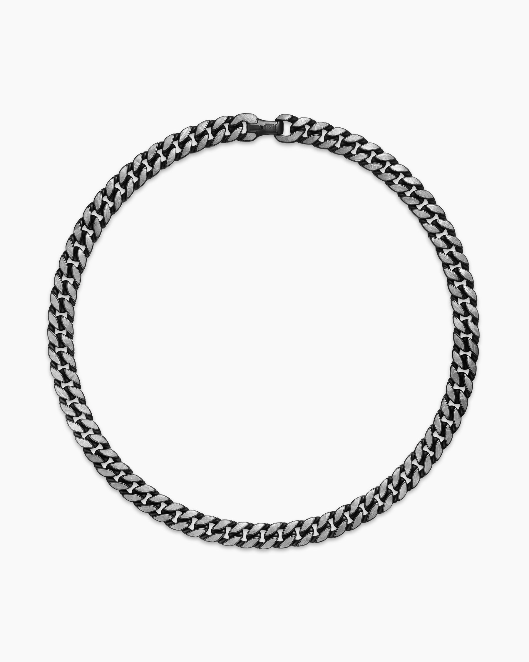 Curb Chain Necklace in Black Titanium with Meteorite, 11.5mm - Image 4