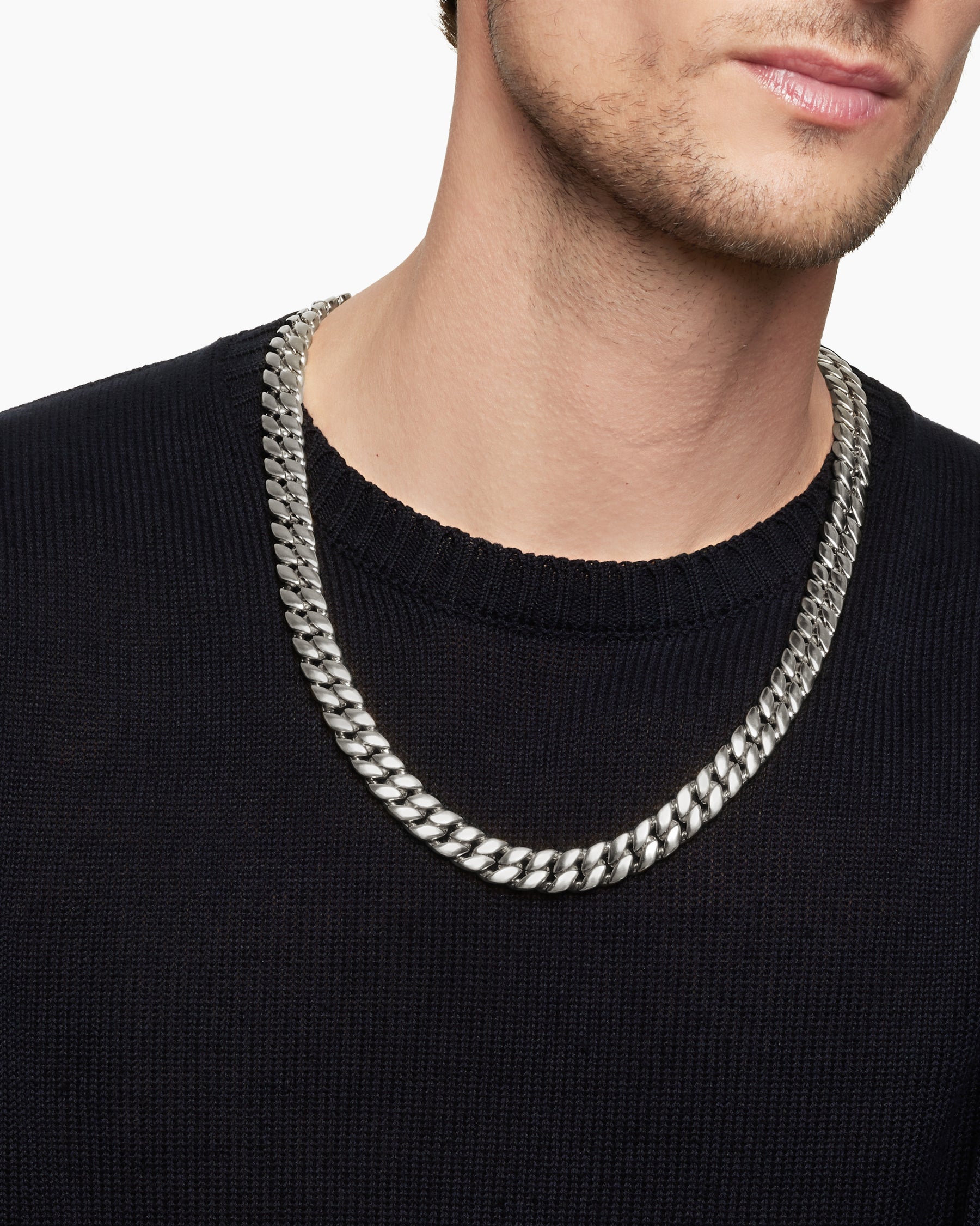 Curb Chain Necklace in Platinum, 11.5mm - Image 5
