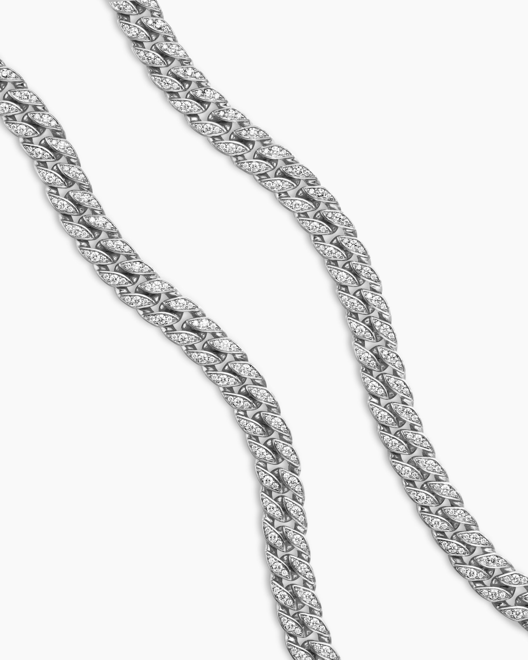 Alternative view of Curb Chain Necklace in Platinum with Diamonds, 11.5mm