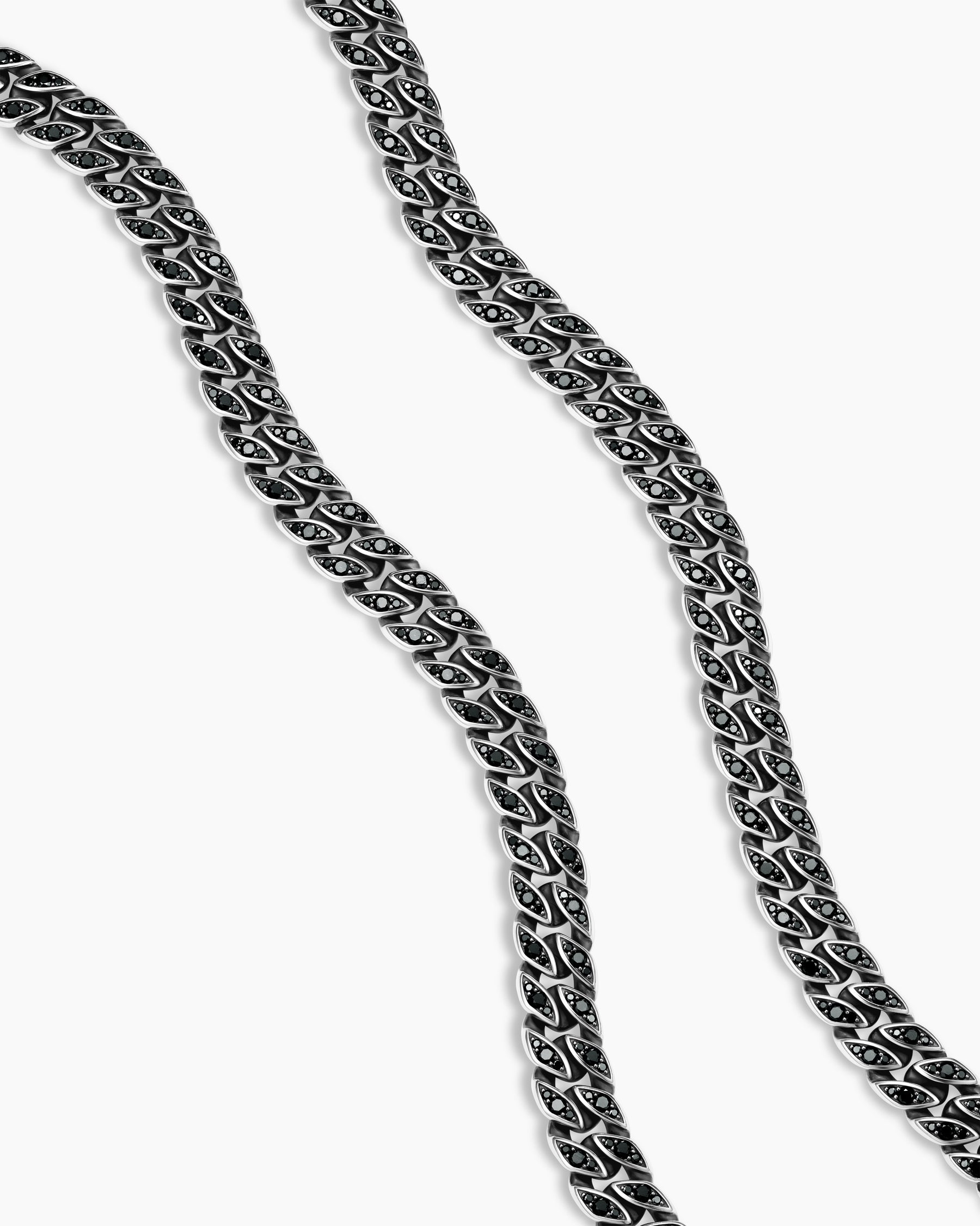 Curb Chain Necklace in Sterling Silver with Black Diamonds, 11.5mm - Image 3
