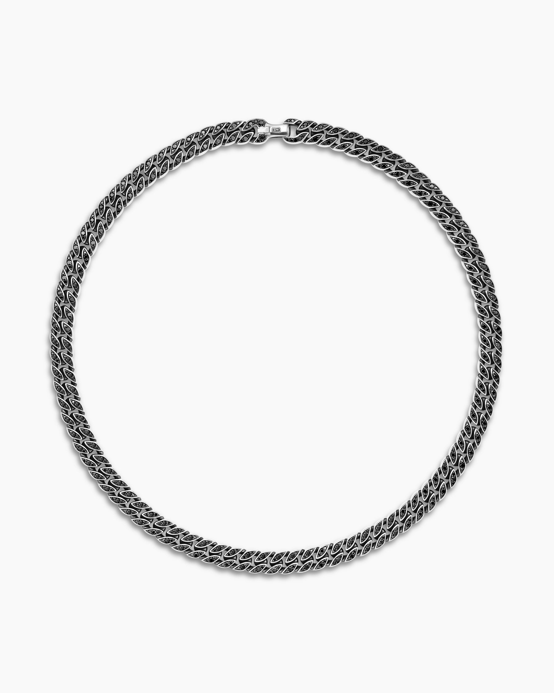 Curb Chain Necklace in Sterling Silver with Black Diamonds, 11.5mm - Image 4