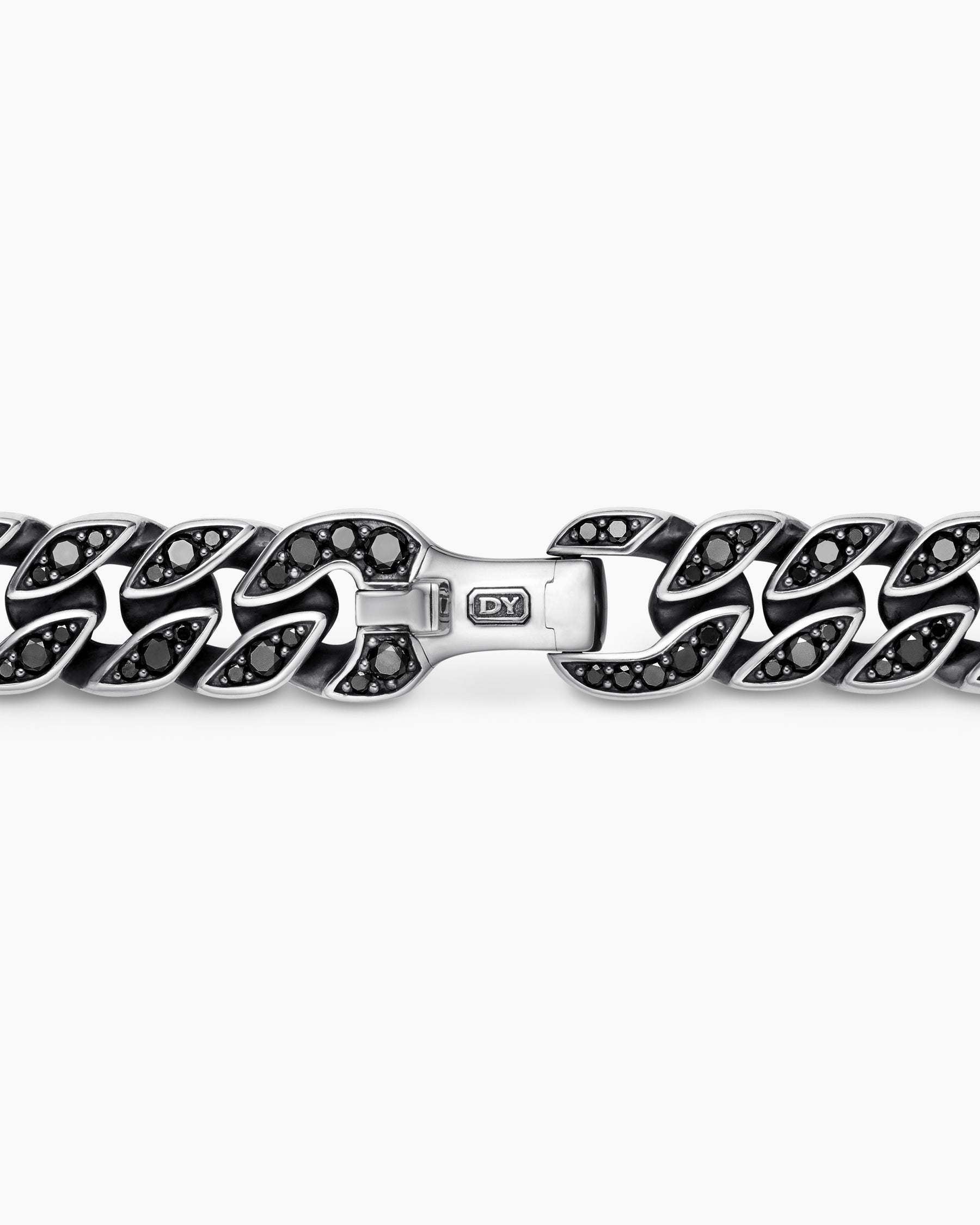 Curb Chain Necklace in Sterling Silver with Black Diamonds, 11.5mm - Image 5