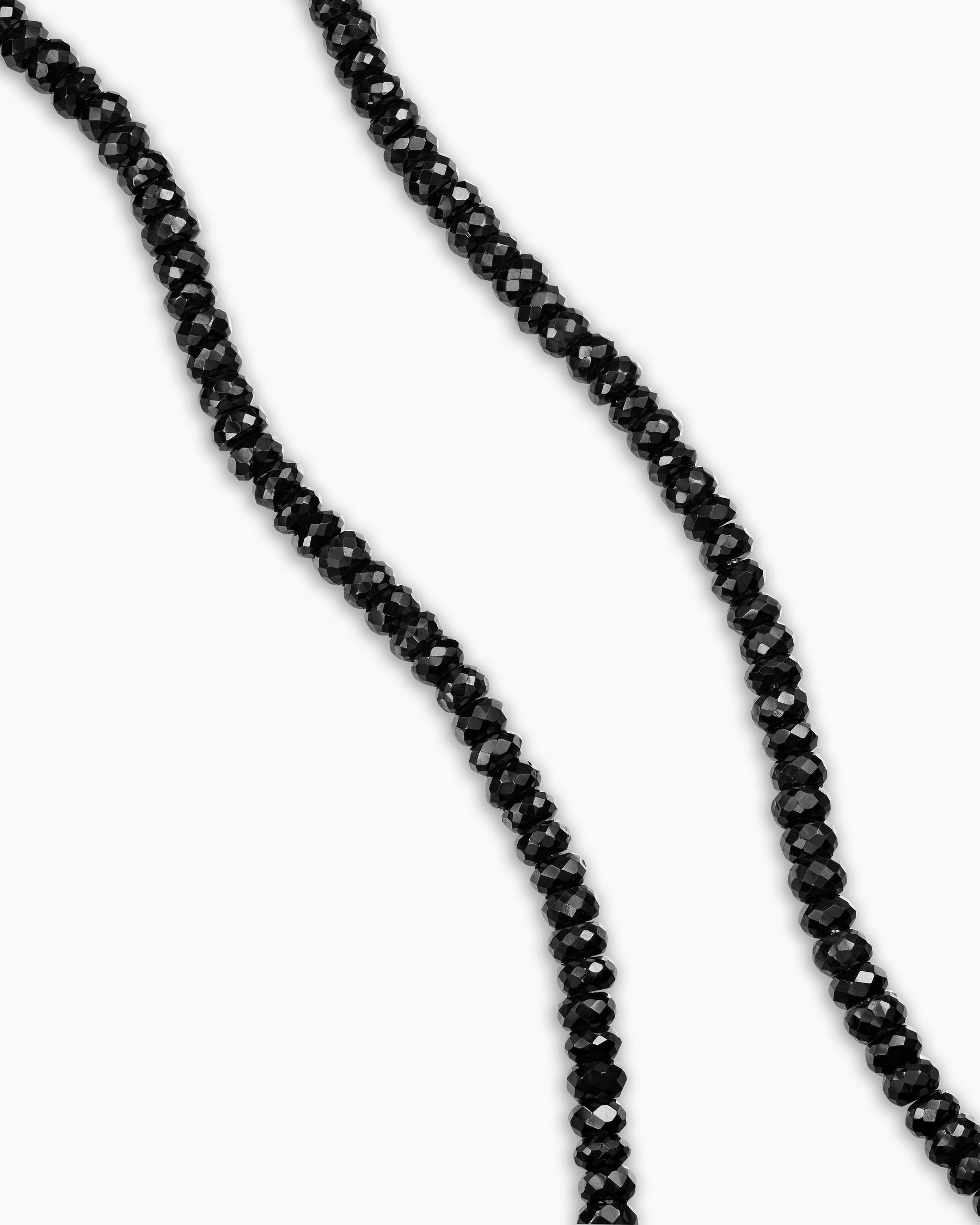 Spiritual Beads Necklace in Sterling Silver with Black Spinel, 5mm - Image 3