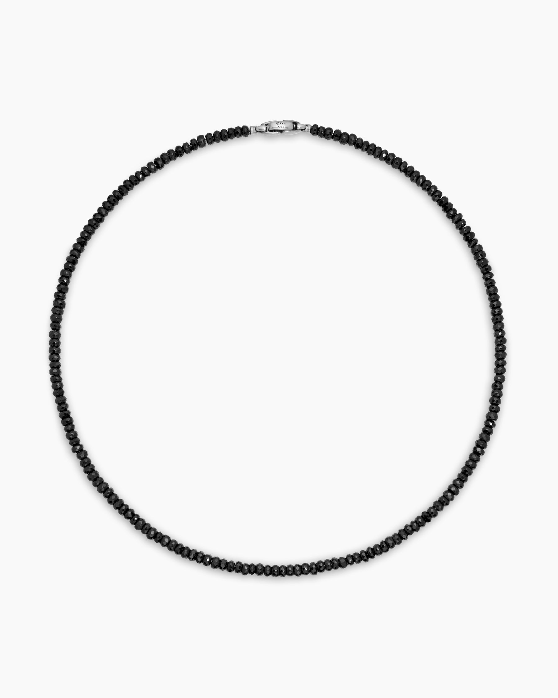 Spiritual Beads Necklace in Sterling Silver with Black Spinel, 5mm - Image 4