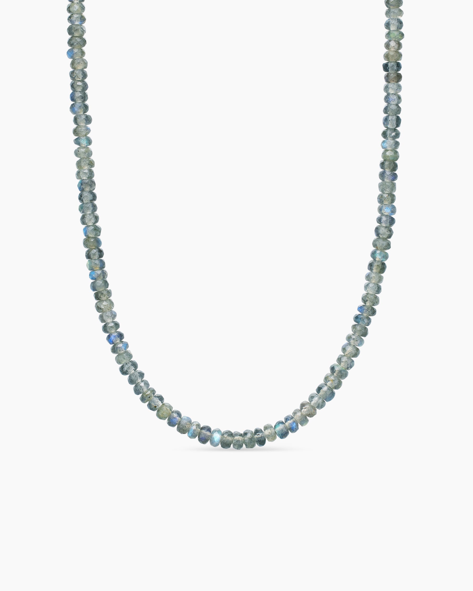 Spiritual Beads Necklace in Sterling Silver with Labradorite, 5mm