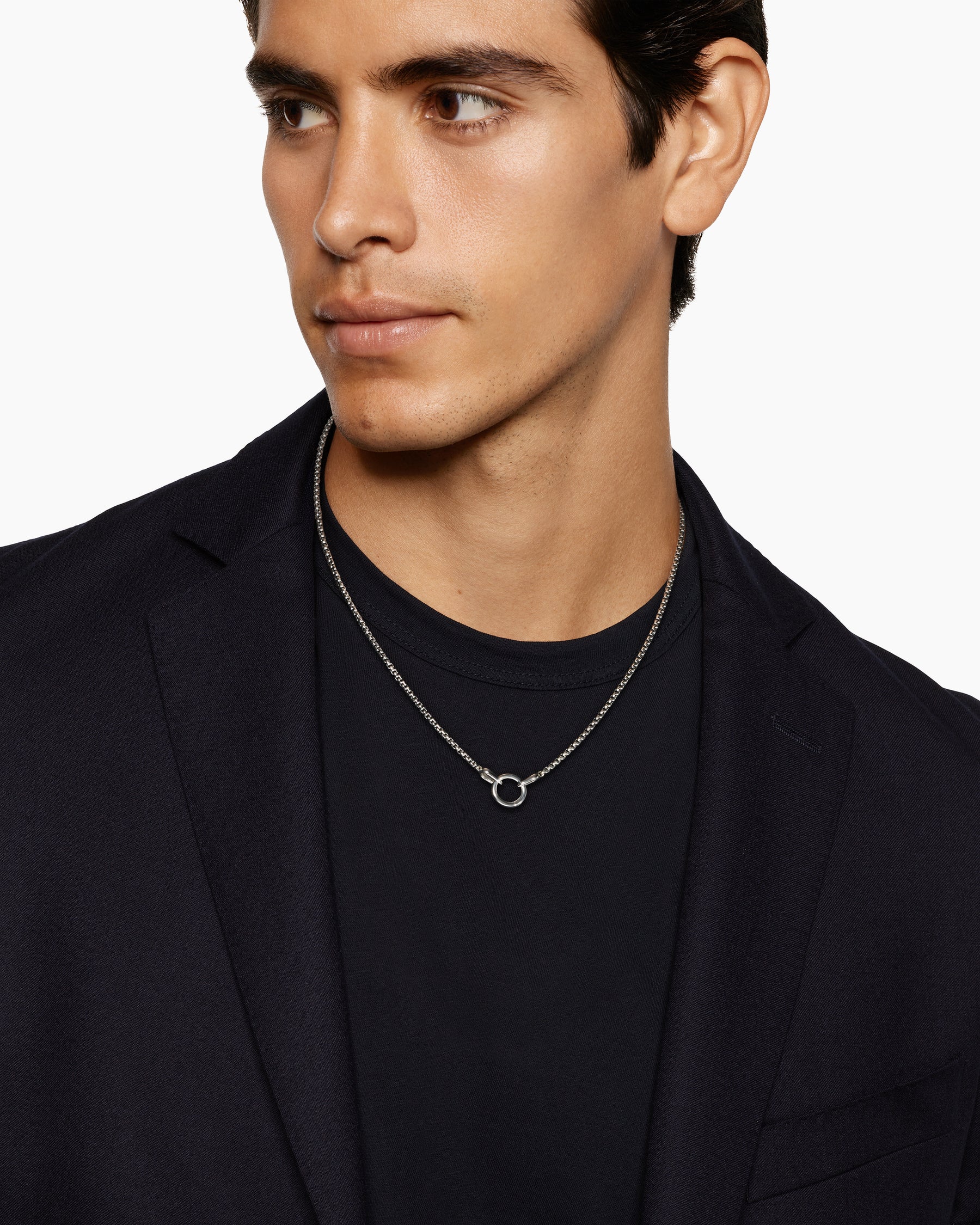 Alternative view of Smooth Amulet Box Chain Necklace in Sterling Silver, 2.7mm
