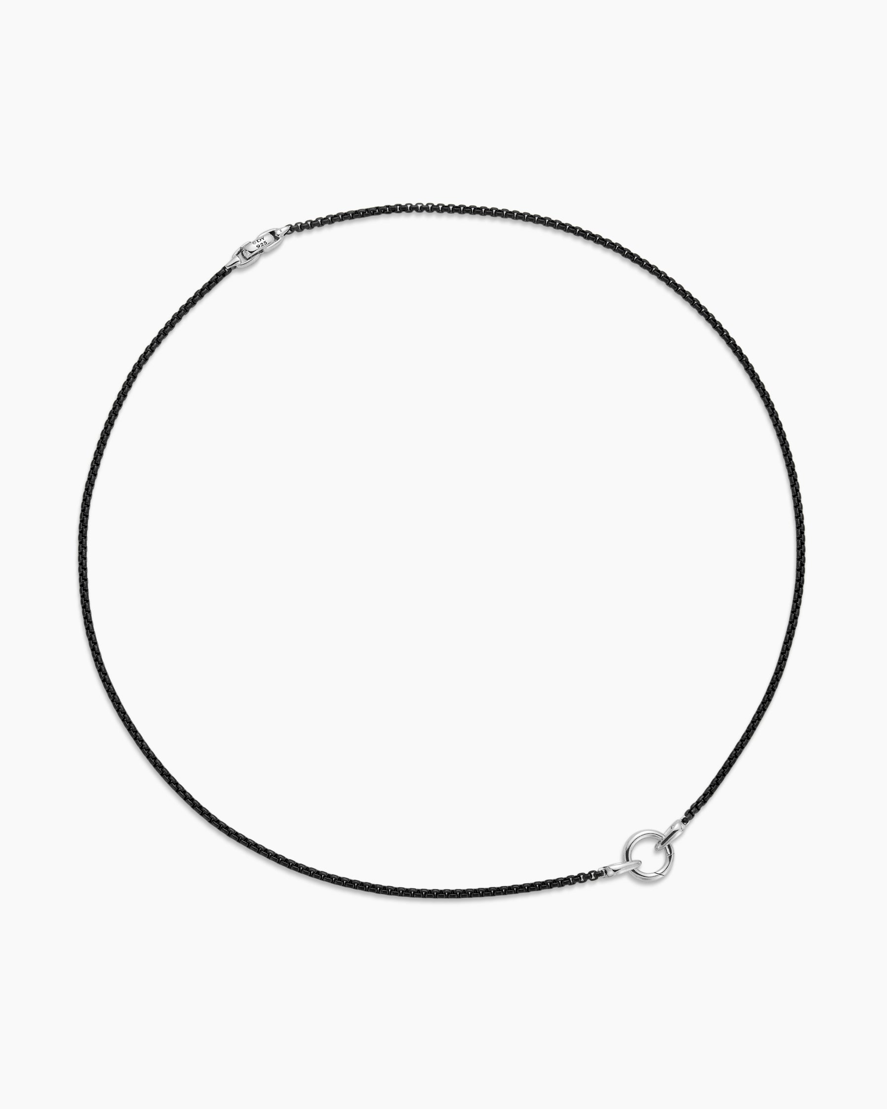 Smooth Amulet Box Chain Necklace in Darkened Stainless Steel, 2.7mm - Image 3