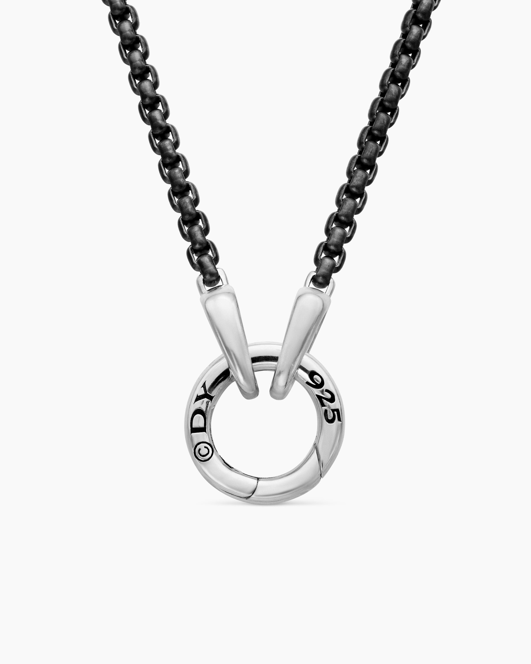 Smooth Amulet Box Chain Necklace in Darkened Stainless Steel, 2.7mm - Image 4
