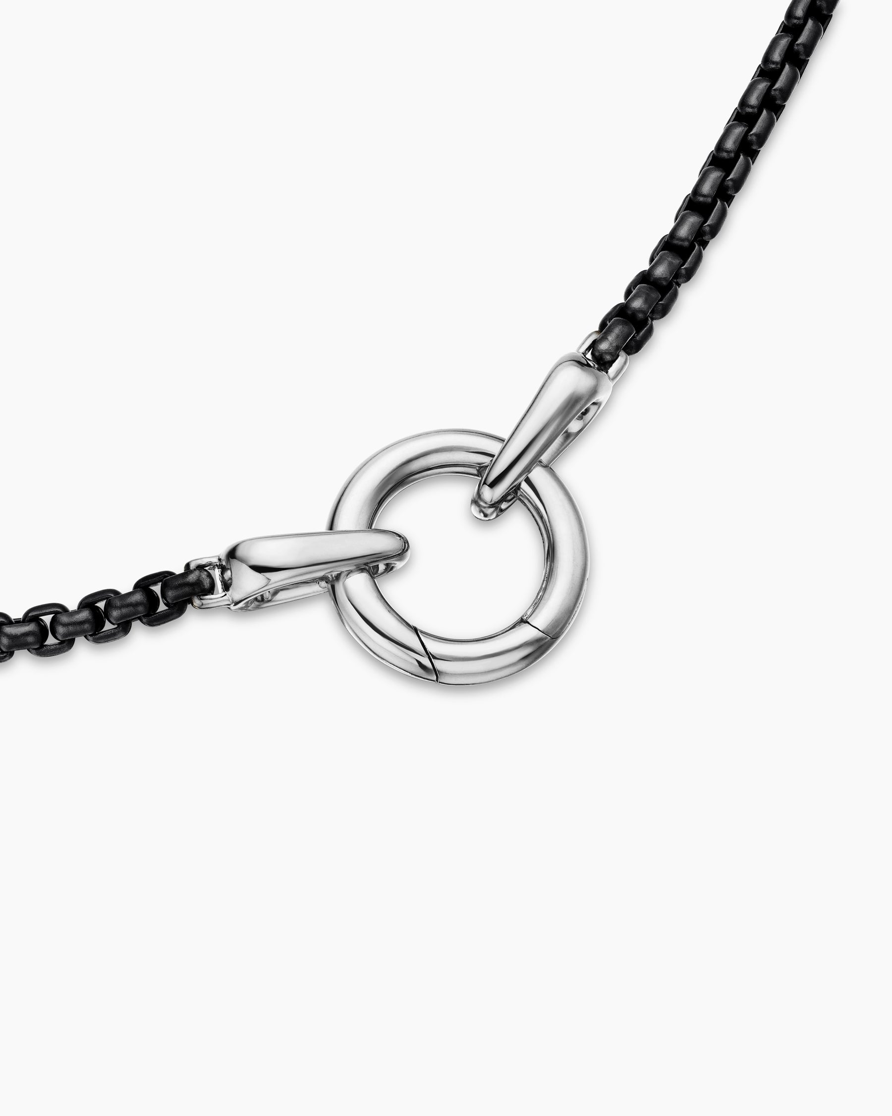 Smooth Amulet Box Chain Necklace in Darkened Stainless Steel, 2.7mm - Image 5