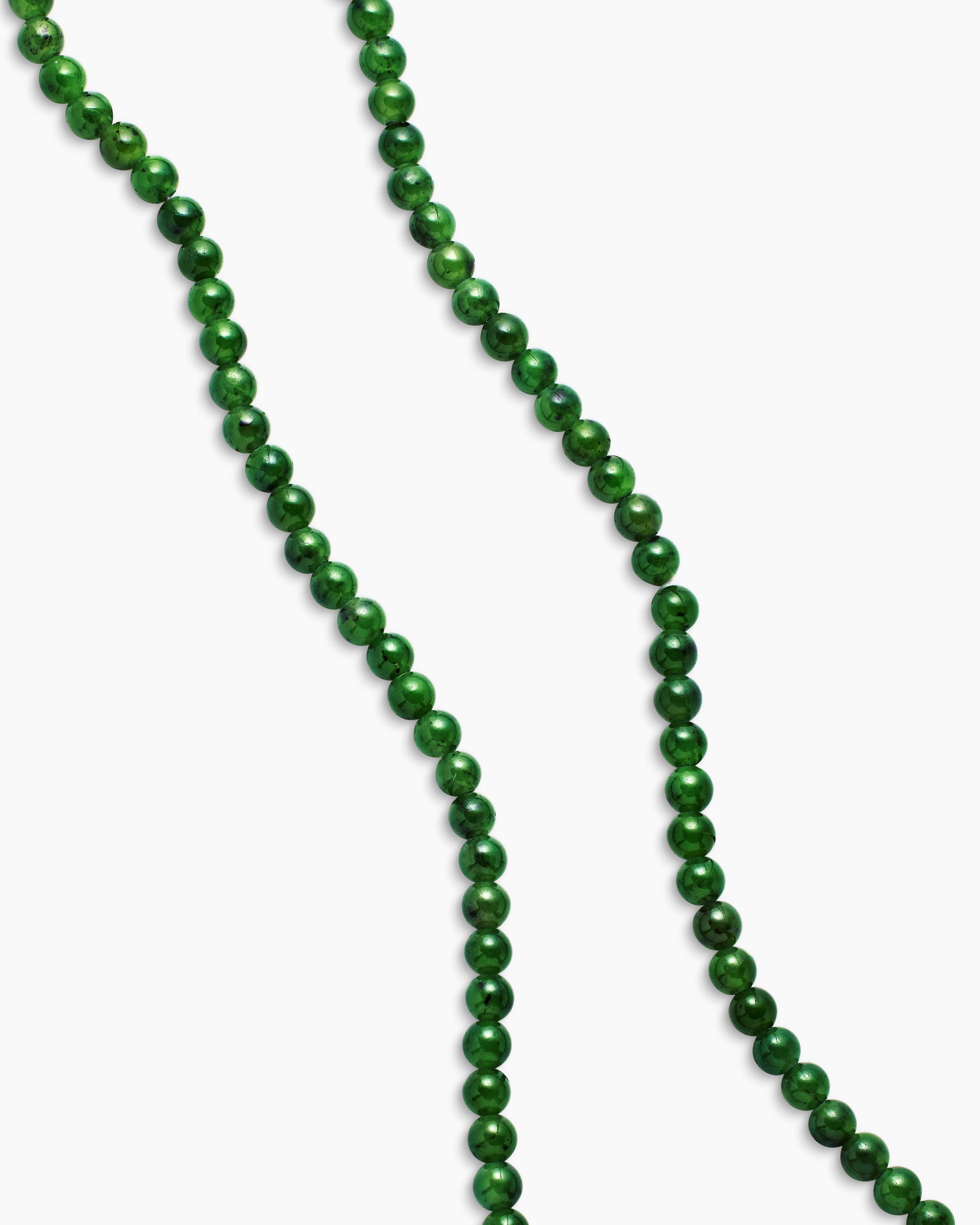 Spiritual Beads Necklace with Nephrite Jade and 18K Yellow Gold, 4mm - Image 3