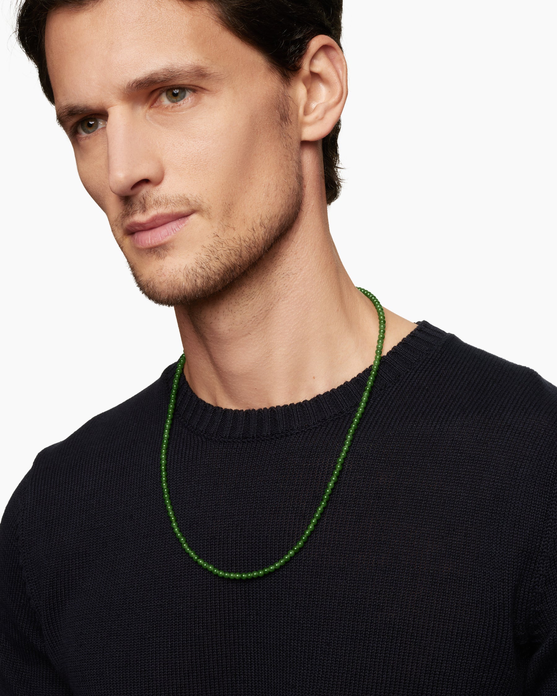 Spiritual Beads Necklace with Nephrite Jade and 18K Yellow Gold, 4mm - Image 6