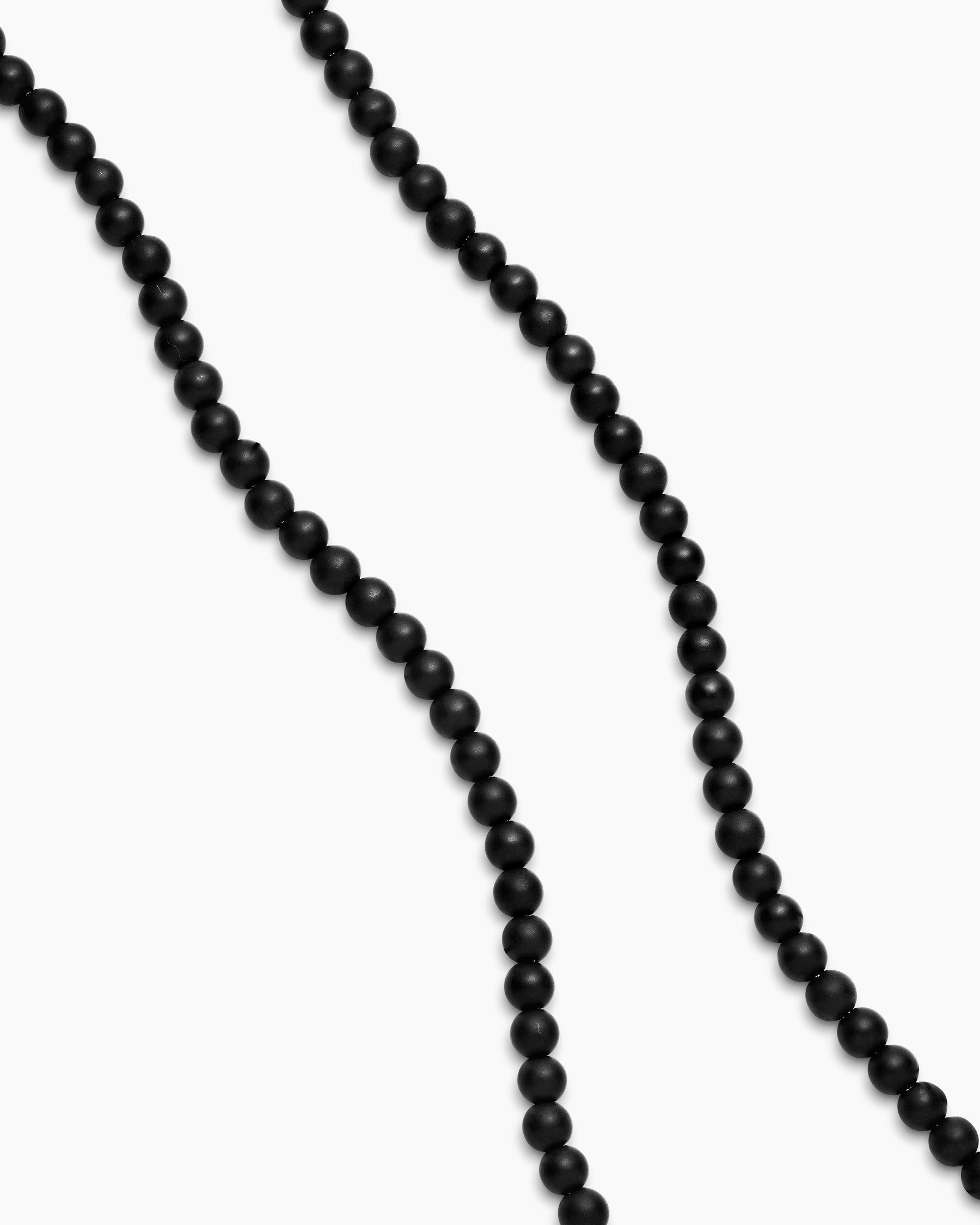 Spiritual Beads Necklace with Black Onyx and Sterling Silver, 4mm - Image 3