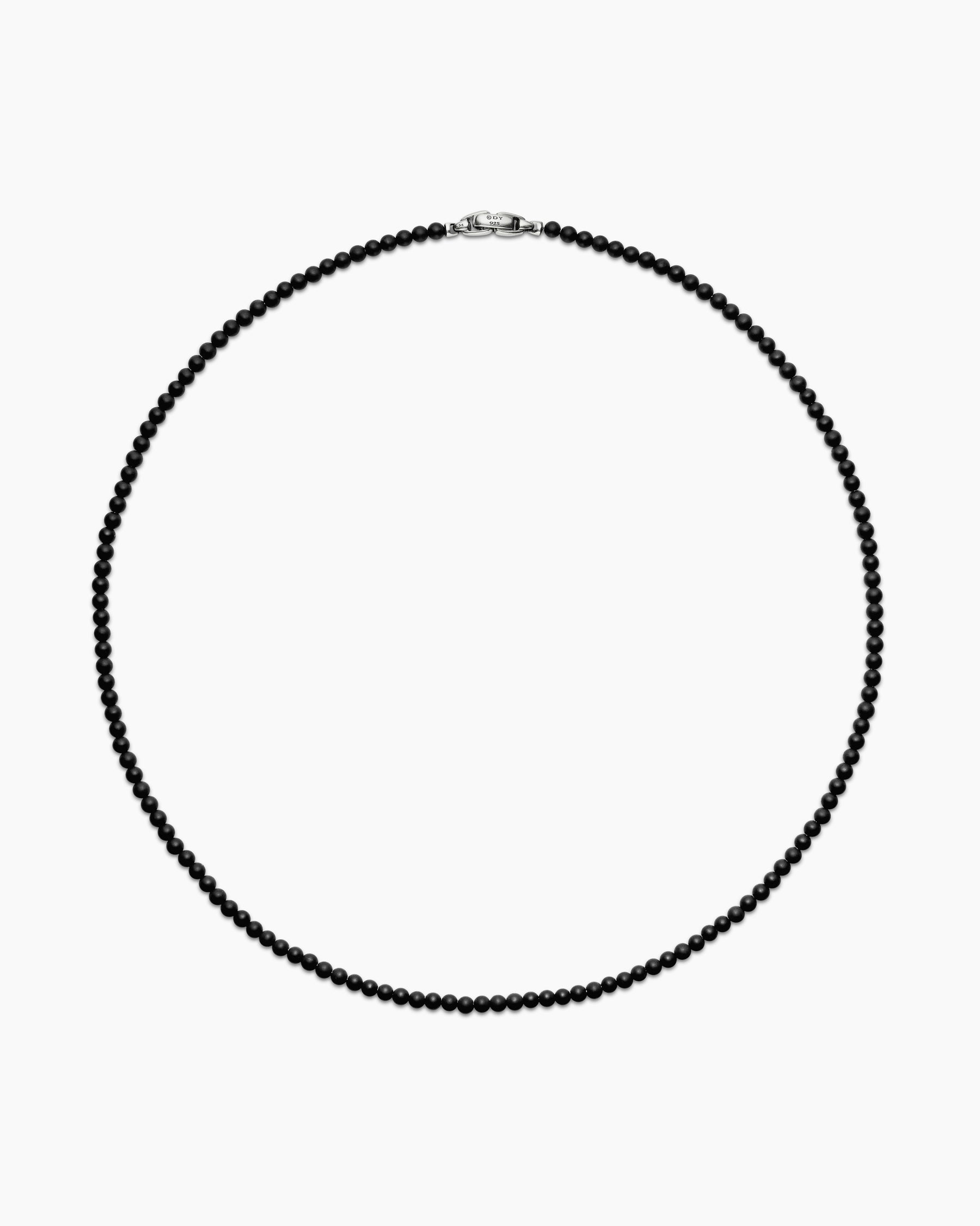 Spiritual Beads Necklace with Black Onyx and Sterling Silver, 4mm - Image 4