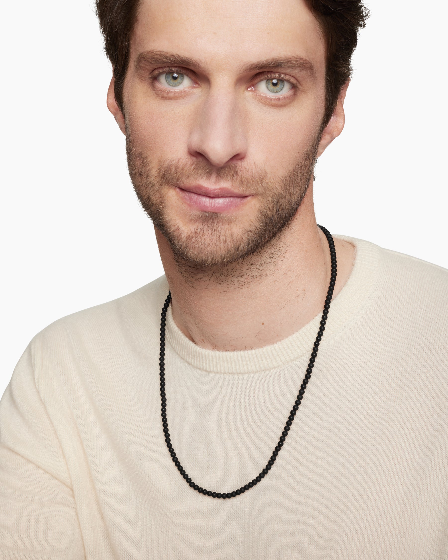Spiritual Beads Necklace with Black Onyx and Sterling Silver, 4mm - Image 6