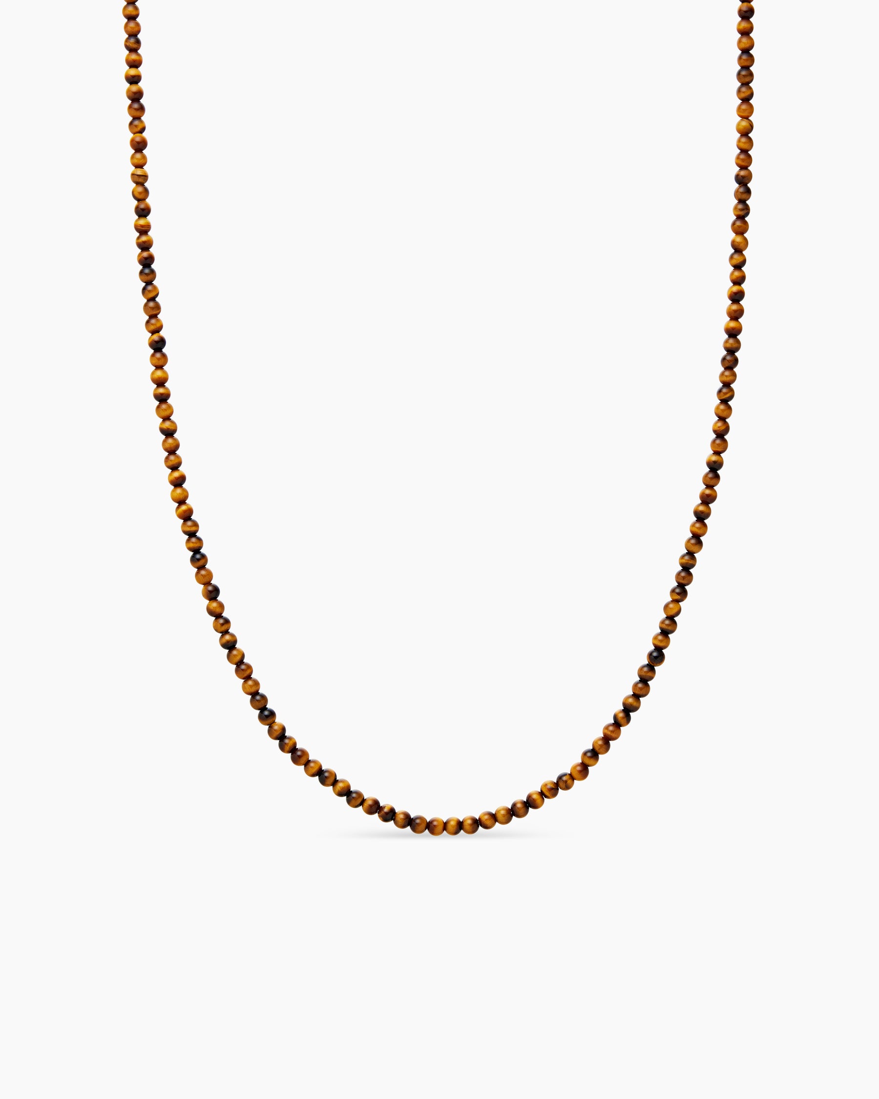 Spiritual Beads Necklace with Tiger's Eye and Sterling Silver, 4mm