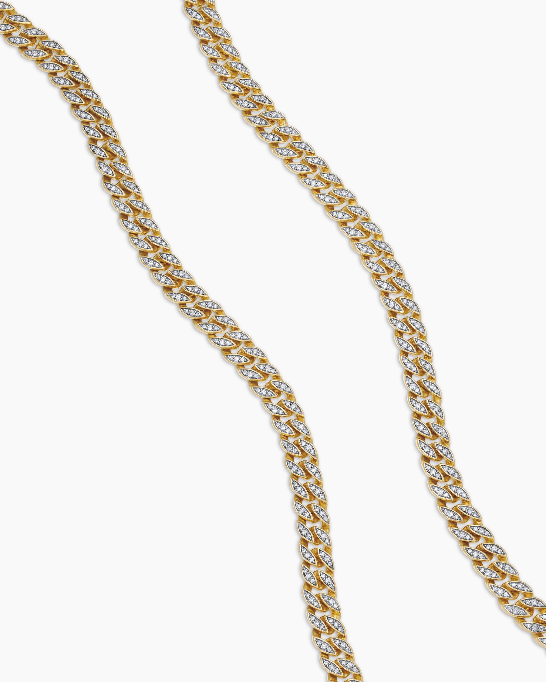 Alternative view of Curb Chain Necklace in 18K Yellow Gold with Diamonds, 8mm