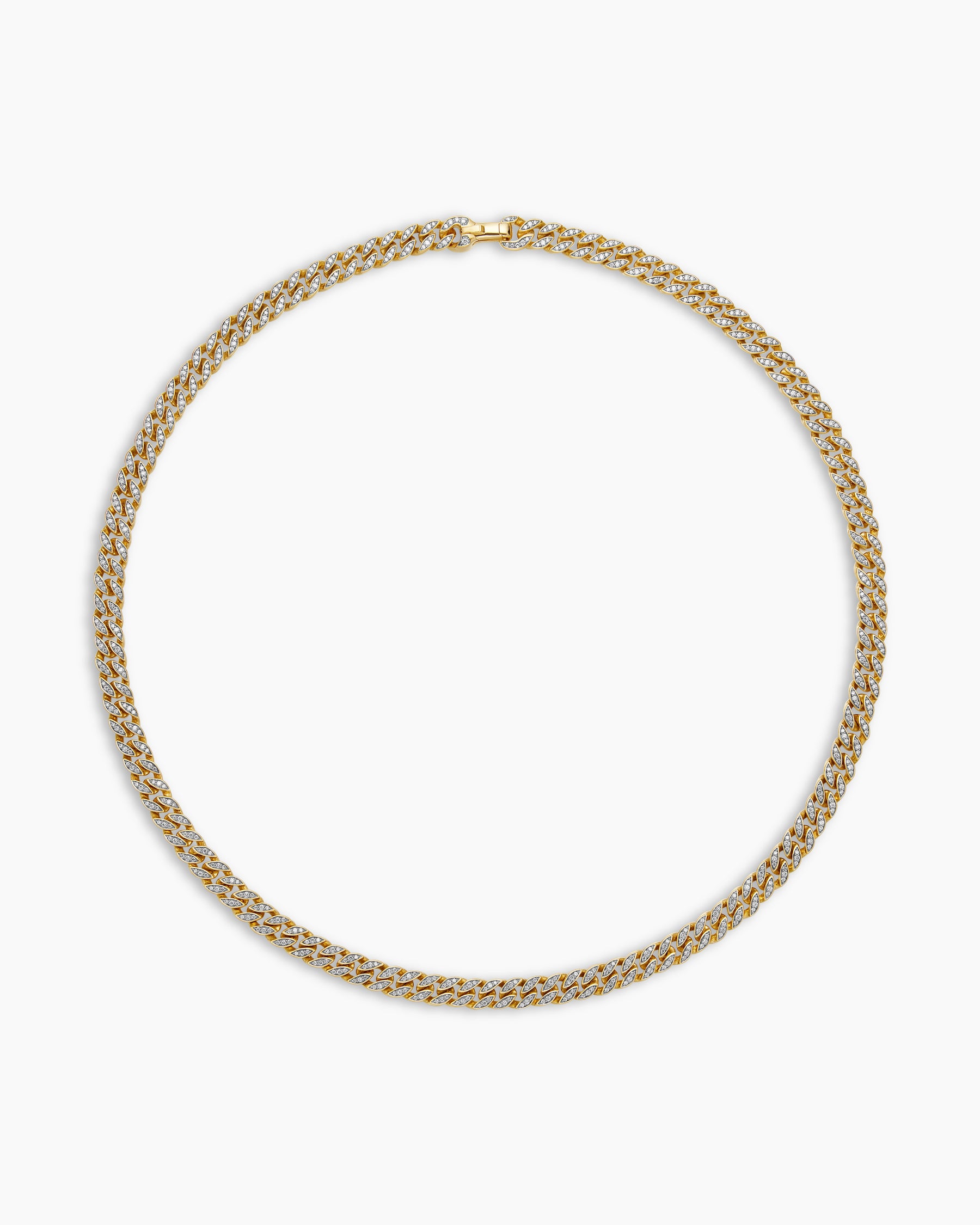 Curb Chain Necklace in 18K Yellow Gold with Diamonds, 8mm - Image 3